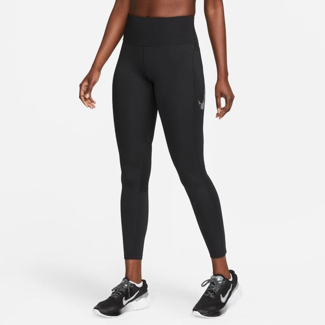Nike, Dri-FIT Fast 7/8 Running Pants - Black/White