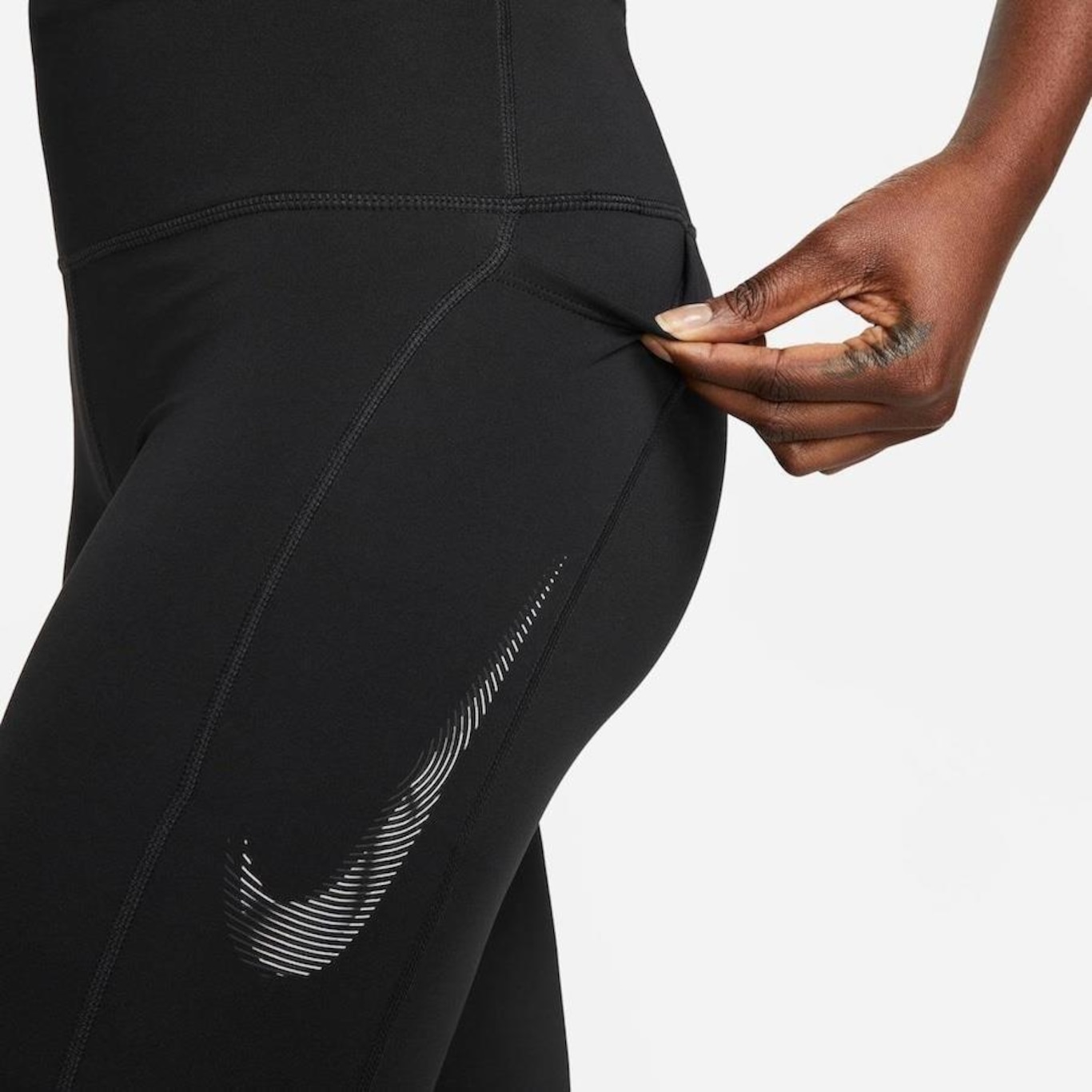 Nike, Swoosh Fast Women's Mid-Rise 7/8 Leggings, Preto