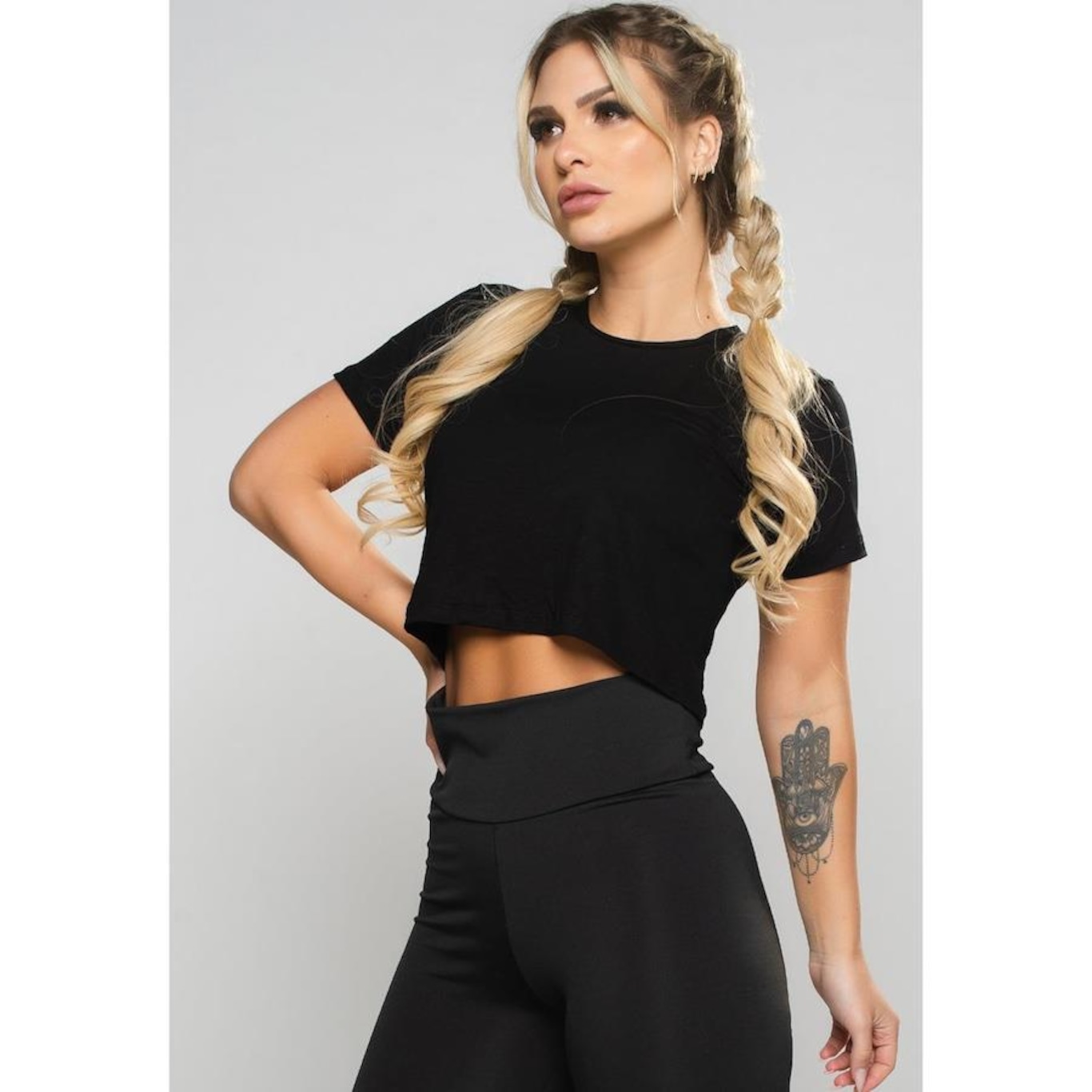 Blusa Cropped Mvb Modas Viscolycra Blusa Manga Curta Feminina Mvb Modas - Foto 2