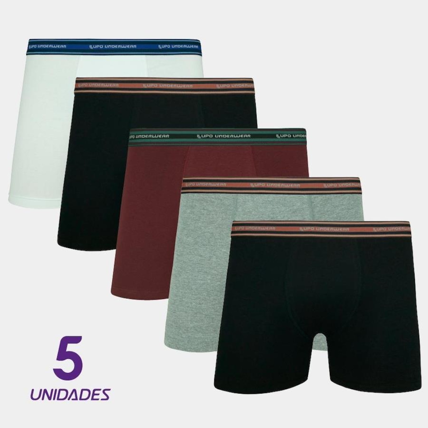 Kit Cuecas Boxer Lupo Algodão com Elastano - 5 Peças - Foto 3