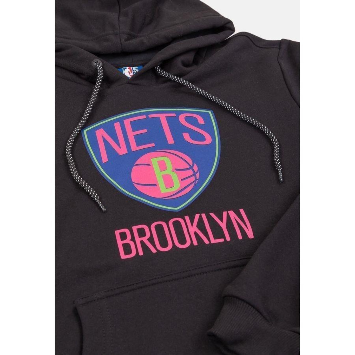 Blusão de Moletom com Capuz NBA Neon Colors Brooklin Nets - Masculino - Foto 3