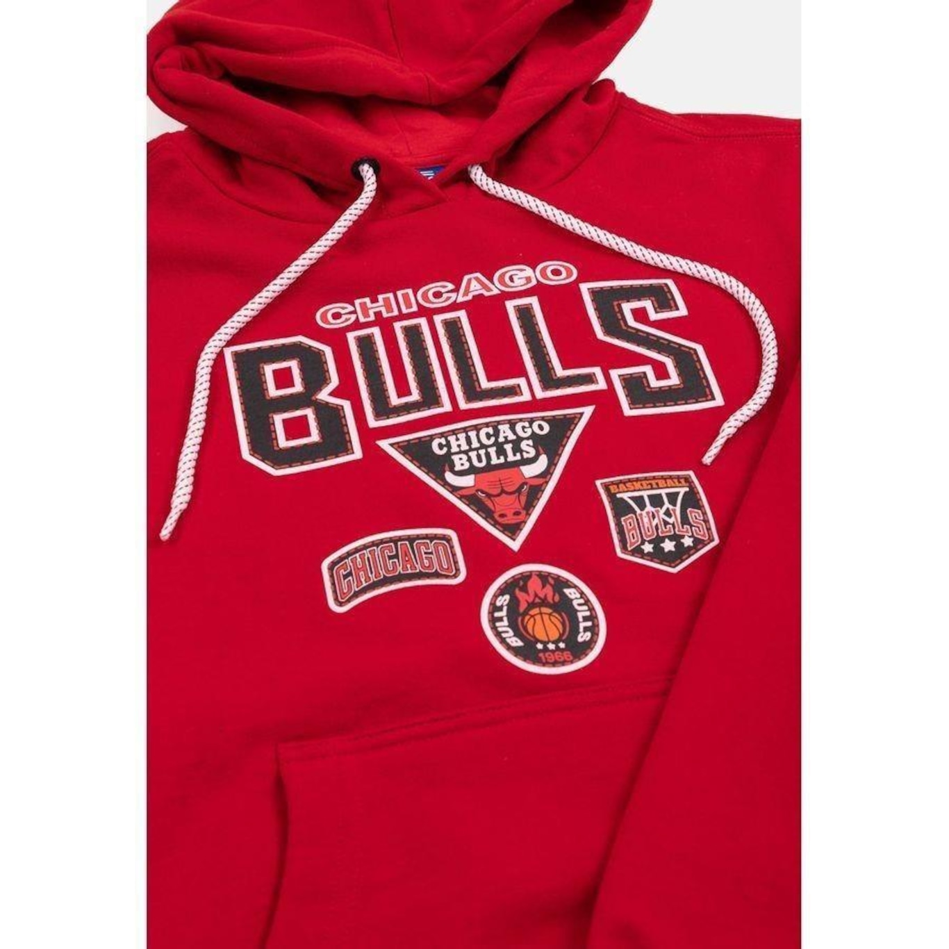 Blusão de Moletom com Capuz NBA Patches Logo Chicago Bulls - Masculino - Foto 3