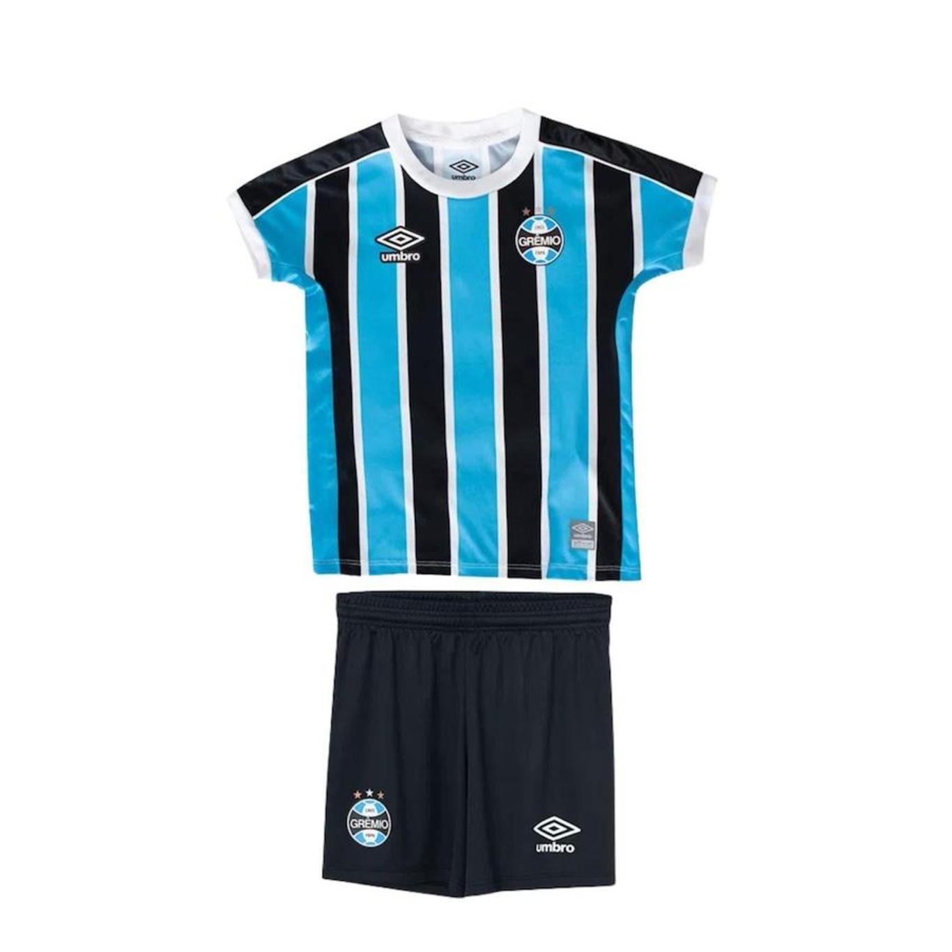 Kit do Grêmio Oficial L 2023 Umbro: Camisa + Calção - Infantil - Foto 1