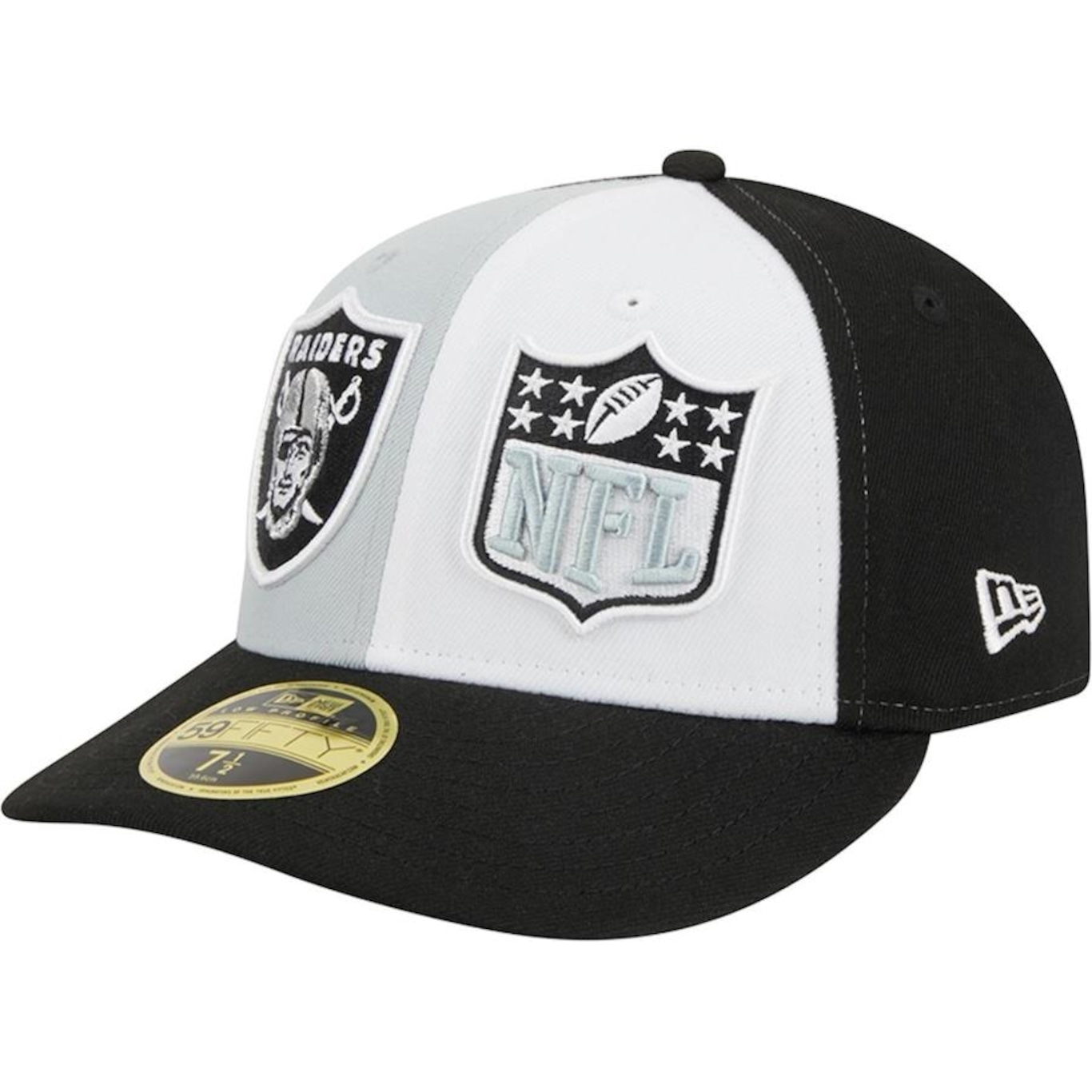 Boné Aba Curva New Era 59Fifty Fitted Low Profile Las Vegas Raiders Sideline 2023 - Fecahdo - Masculino - Foto 1