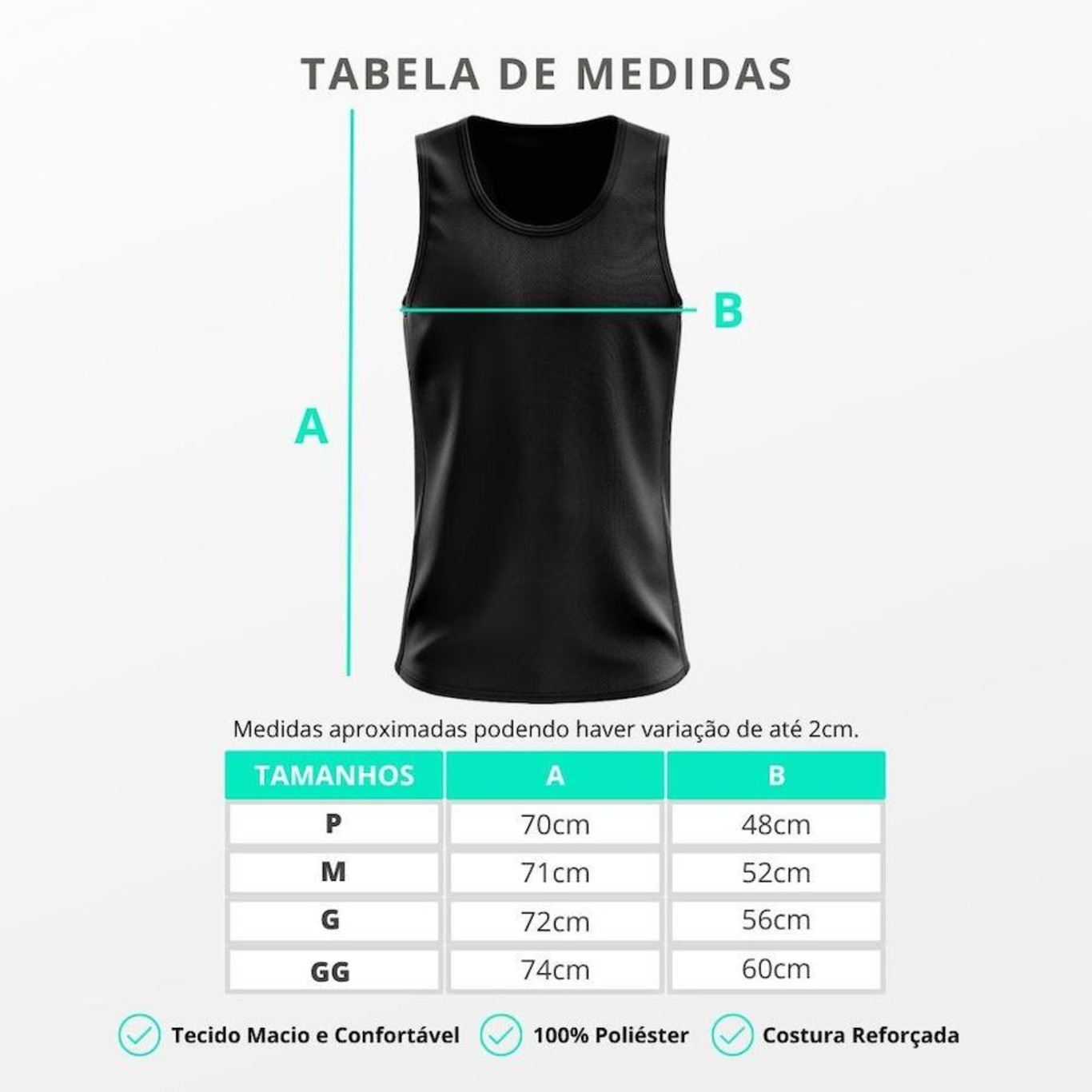 Kit Camisetas Regata Dellas Fit Lisa Básica Dry - Masculina - 5 Unidades - Foto 3