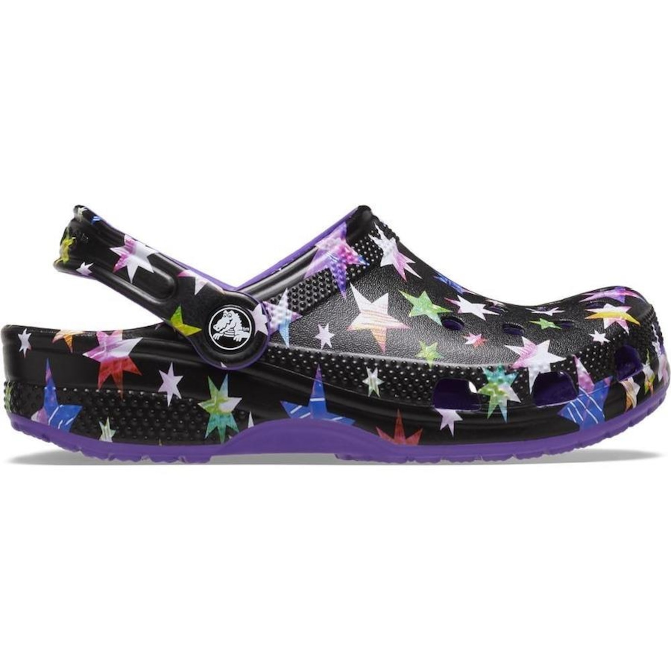 Sandália Crocs Classic Star Print Neon - Infantil - Foto 1