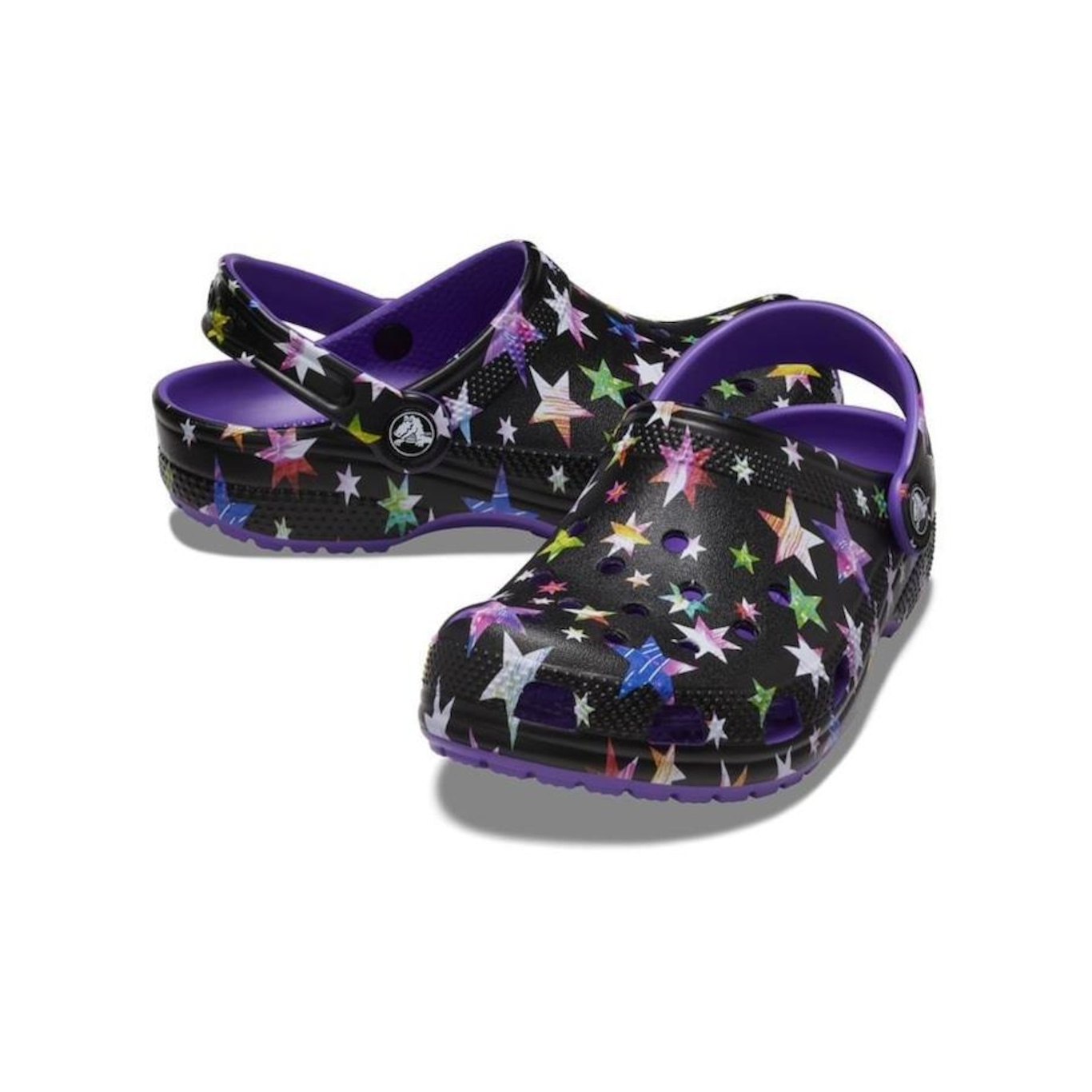 Sandália Crocs Classic Star Print Neon - Infantil - Foto 3