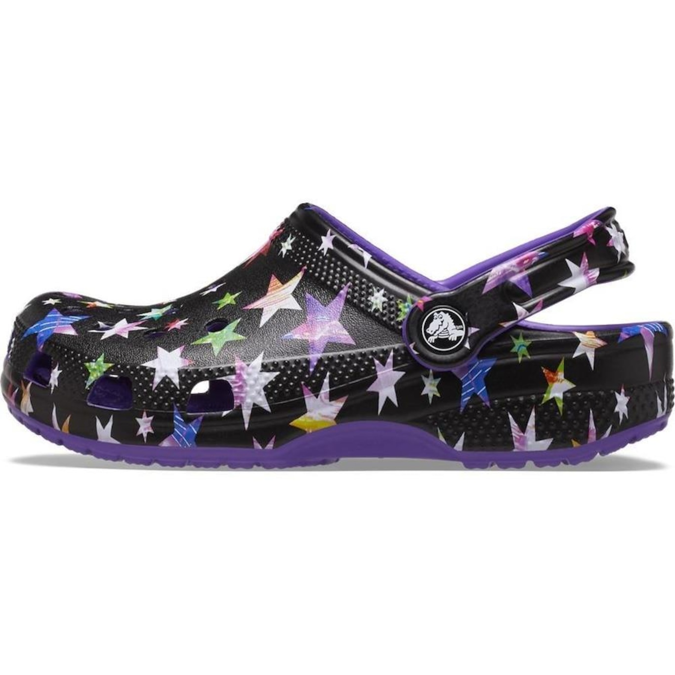 Sandália Crocs Classic Star Print Neon - Infantil - Foto 4