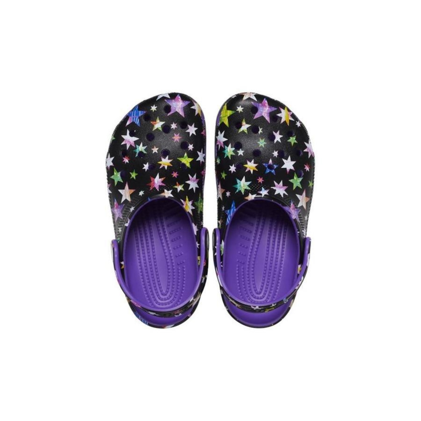 Sandália Crocs Classic Star Print Neon - Infantil - Foto 5