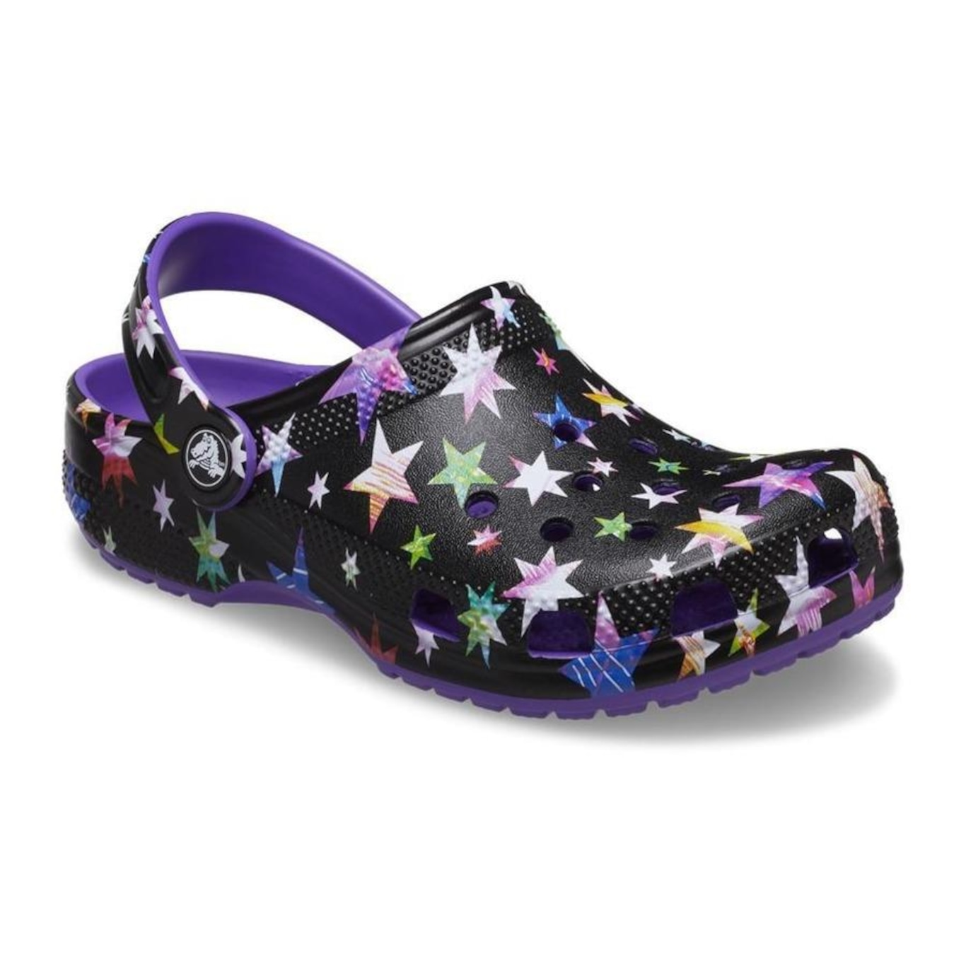 Sandália Crocs Classic Star Print Neon - Infantil - Foto 6