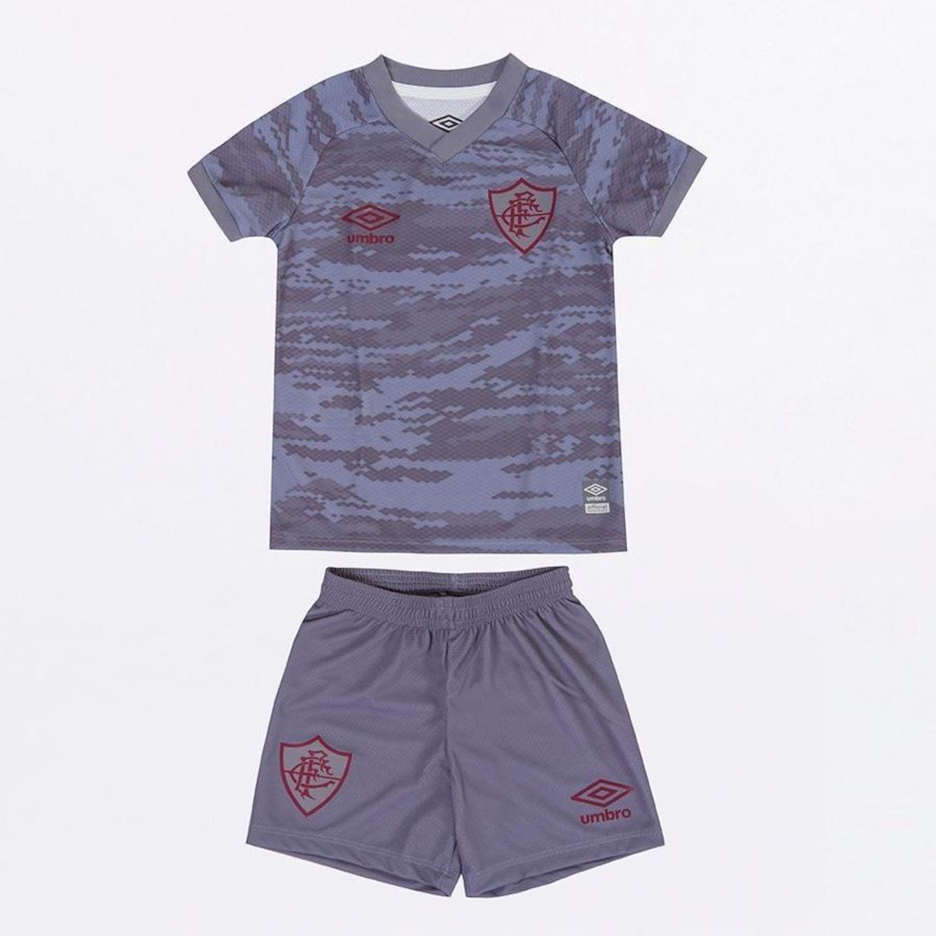 Kit Clube do Fluminense Oficial 3 2021 Umbro: Camisa + Calção - Infantil - Foto 1