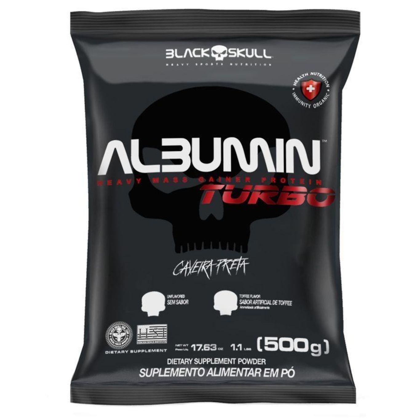 Albumina Black Skull Turbo Refil - 500G - Foto 1