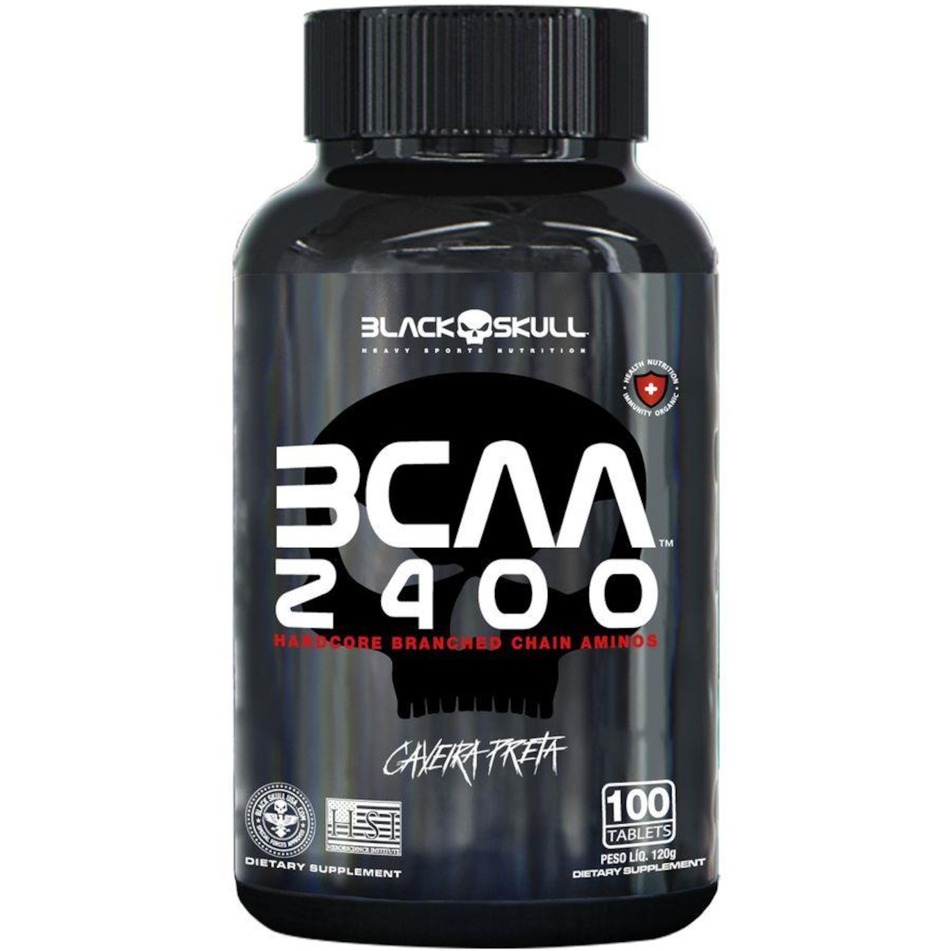 Bcaa 2400 Aminoácidos Black Skull Caveira Preta - 100 Tablets - Foto 1