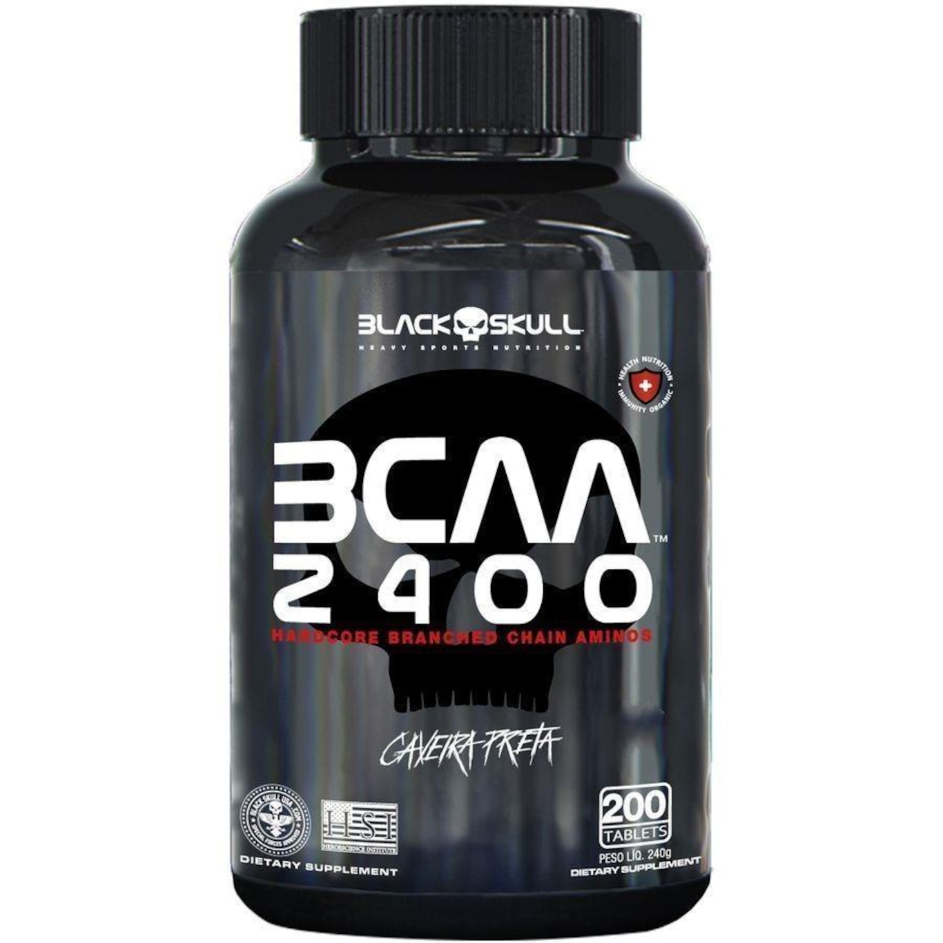 Bcaa 2400 - Aminoácidos - 200 Tablets - BLACKSKULL - Foto 1