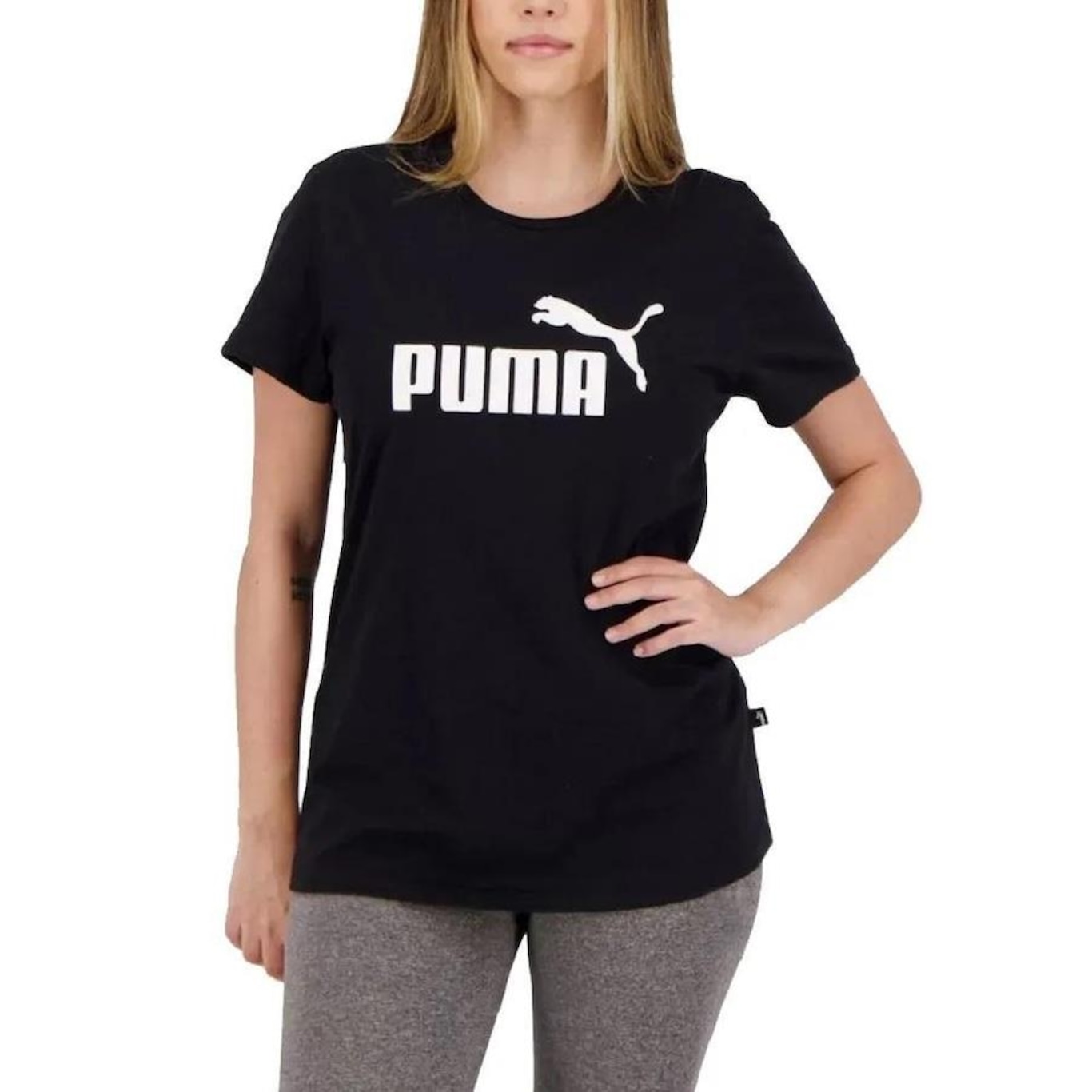 Camiseta Feminina Puma Manga Curta Essentials Logo Tee - Foto 1