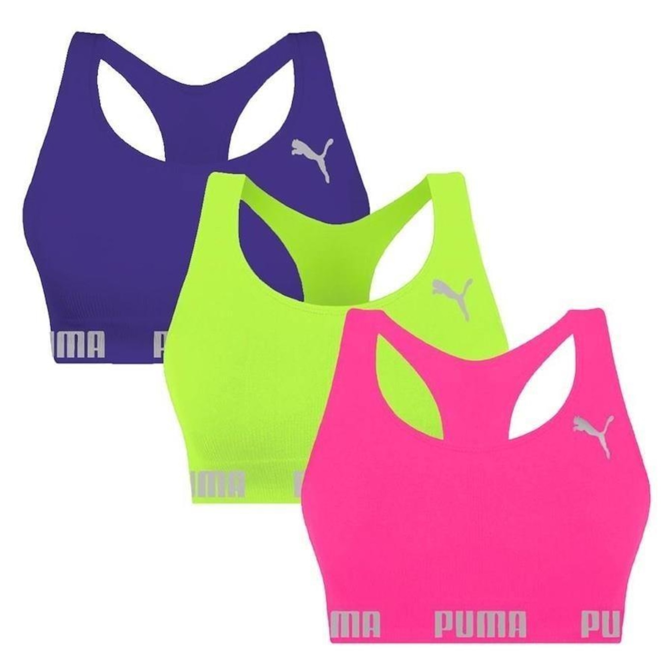 Kit Tops Puma Nadador sem Costura - 3 Unidades - Feminino - Foto 1