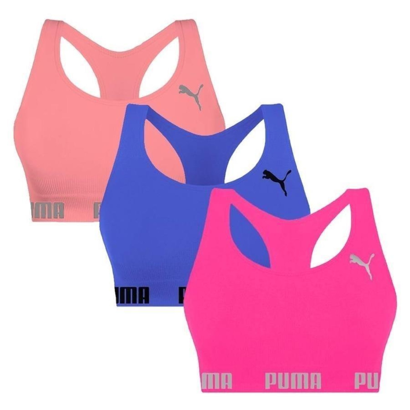 Kit Tops Puma Nadador sem Costura - 3 Unidades - Feminino - Foto 1