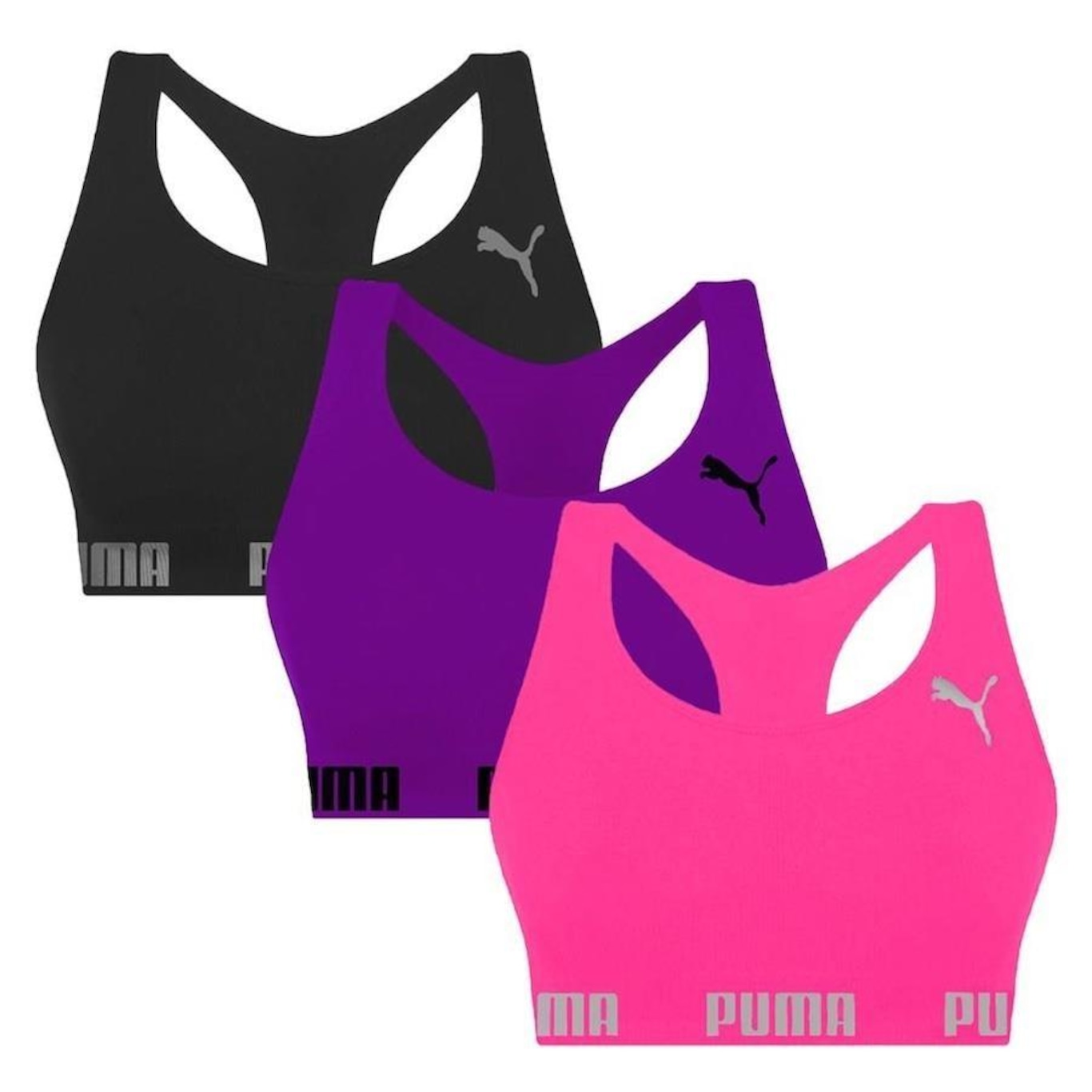 Kit Tops Puma Nadador sem Costura - 3 Unidades - Feminino - Foto 1