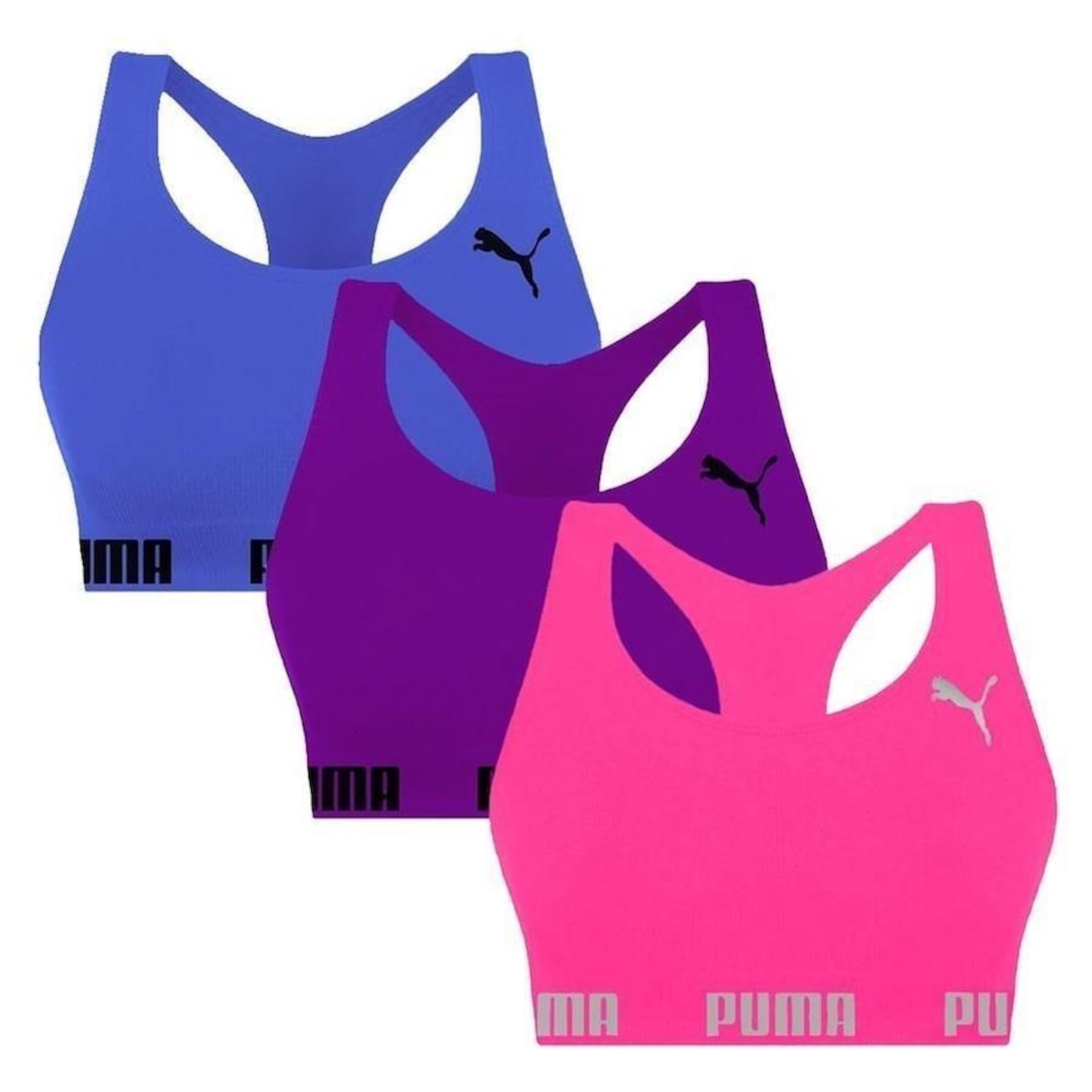 Kit Tops Puma Nadador sem Costura - 3 Unidades - Feminino - Foto 1