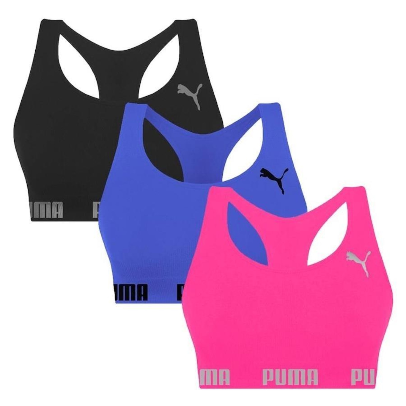 Kit Tops Puma Nadador sem Costura - 3 Unidades - Feminino - Foto 1