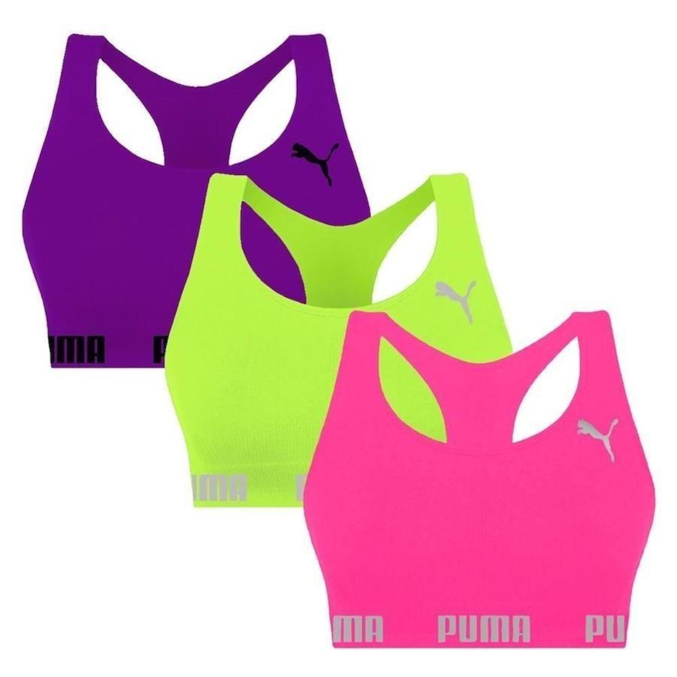 Kit Tops Puma Nadador sem Costura - 3 Unidades - Feminino - Foto 1