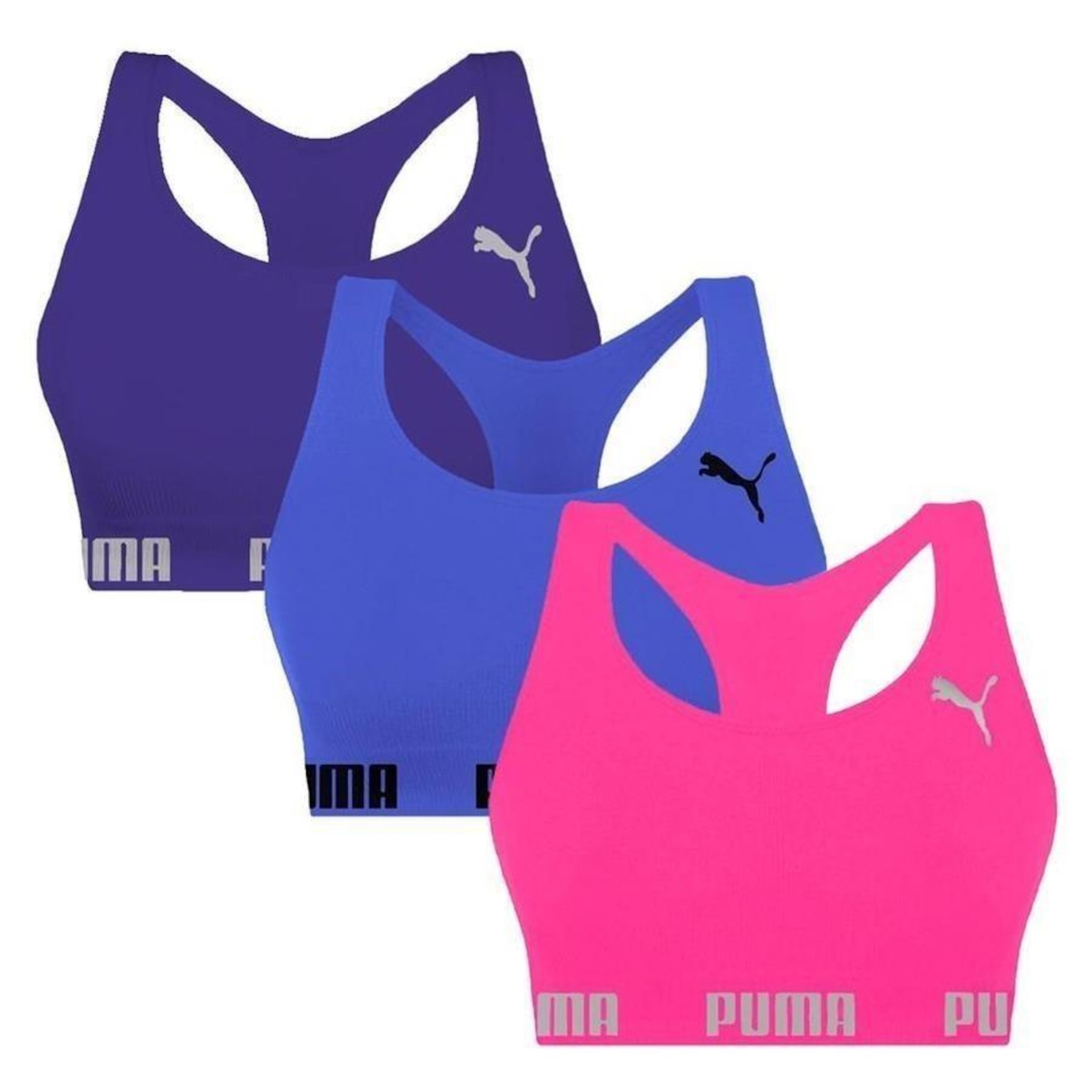 Kit Tops Puma Nadador sem Costura - 3 Unidades - Feminino - Foto 1