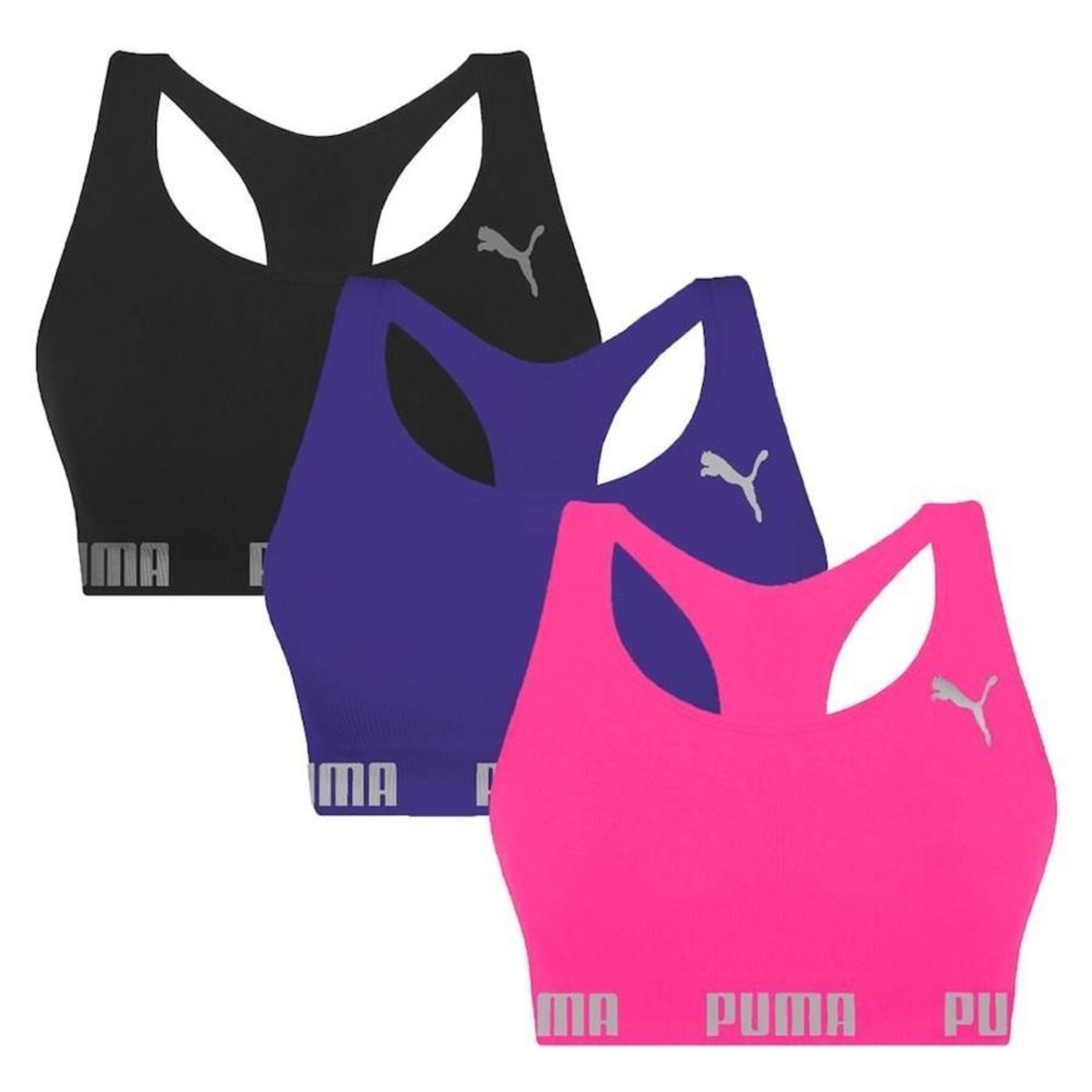 Kit Tops Puma Nadador sem Costura - 3 Unidades - Feminino - Foto 1