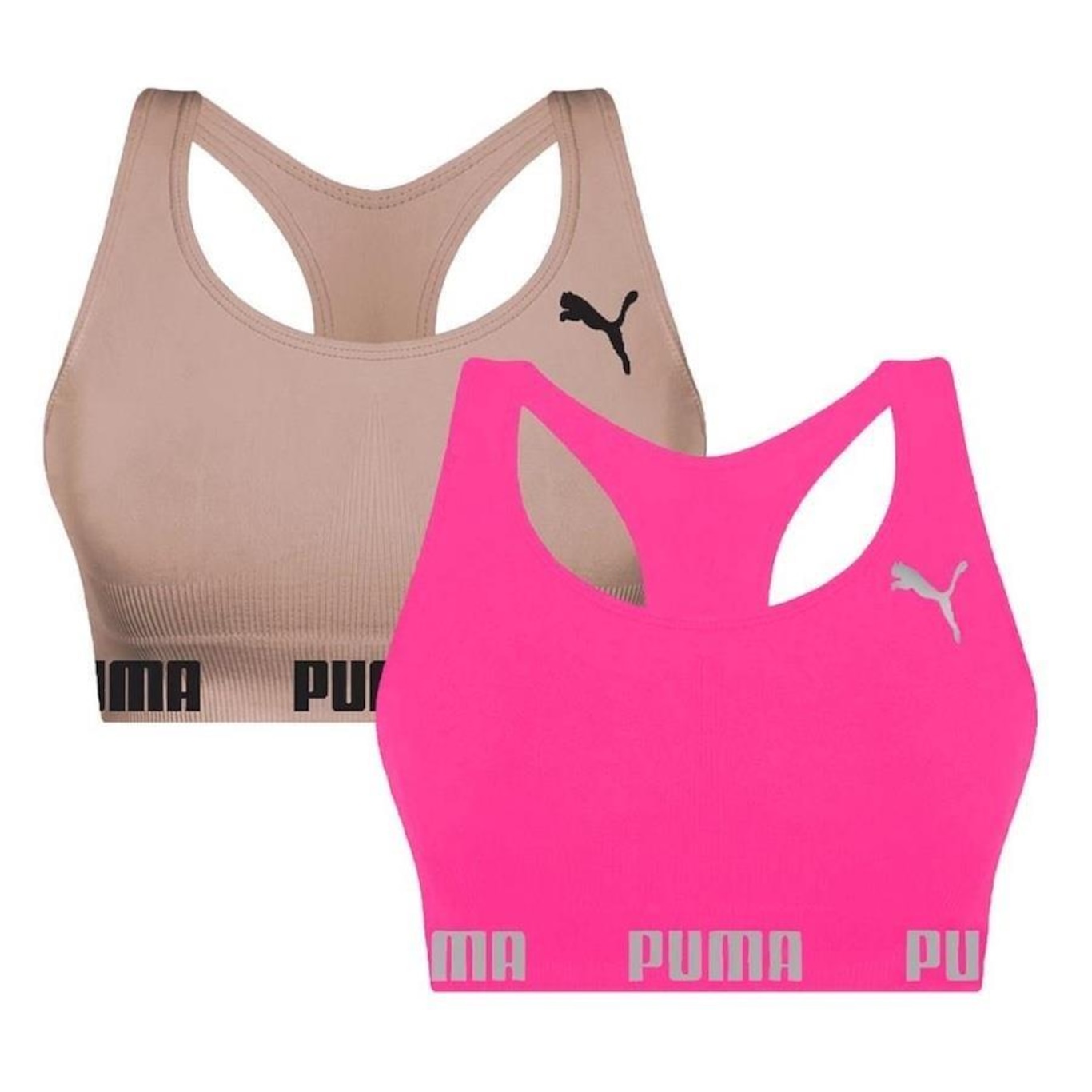 Kit Tops Fitness Puma Nadador sem Costura - 2 Unidades - Feminino - Foto 1