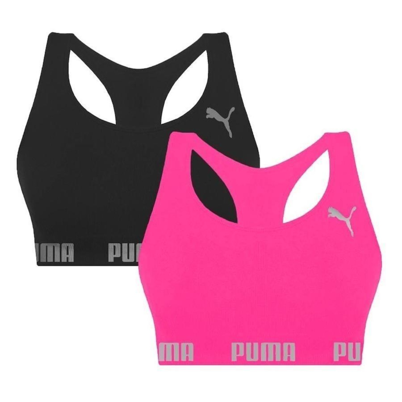 Kit Tops Fitness Puma Nadador sem Costura - 2 Unidades - Feminino - Foto 1