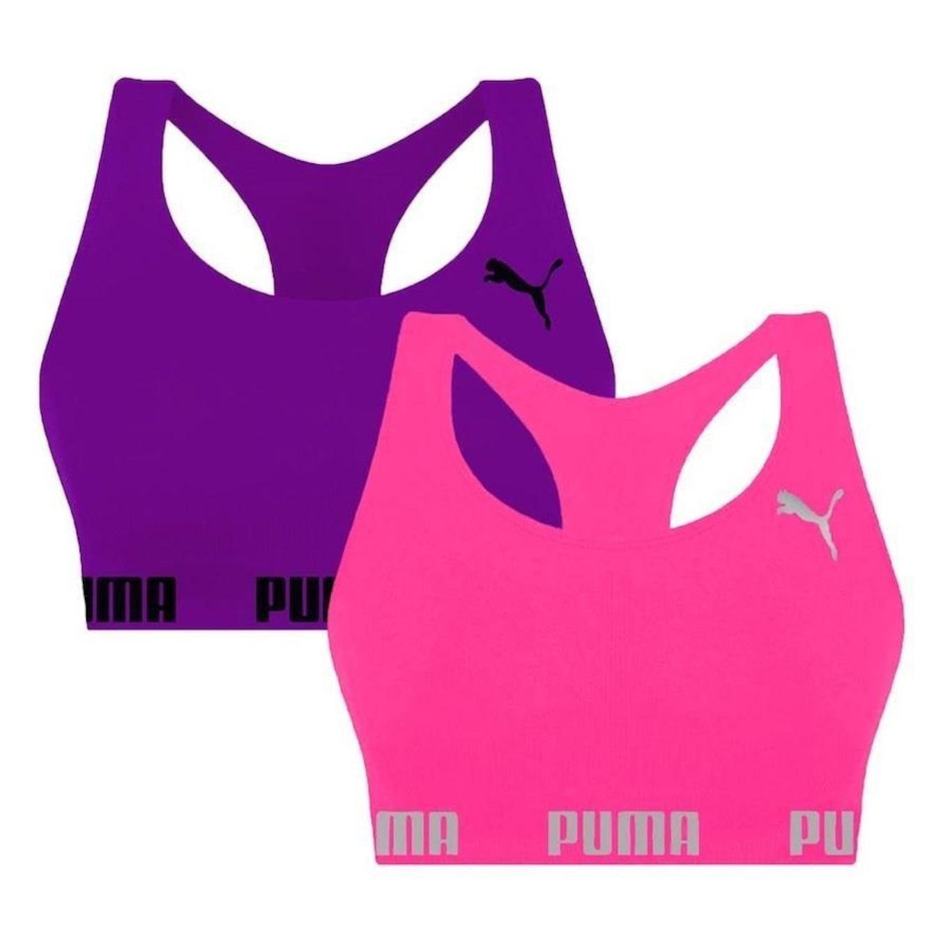 Kit Tops Fitness Puma Nadador sem Costura - 2 Unidades - Feminino - Foto 1