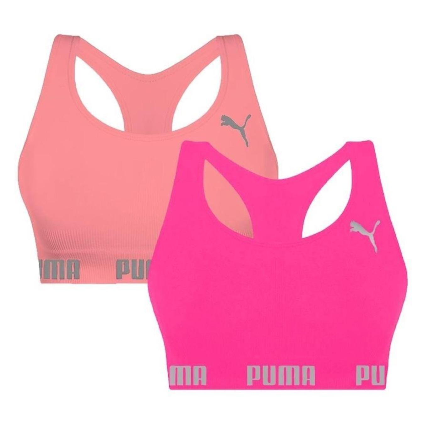 Kit Tops Fitness Puma Nadador sem Costura - 2 Unidades - Feminino - Foto 1