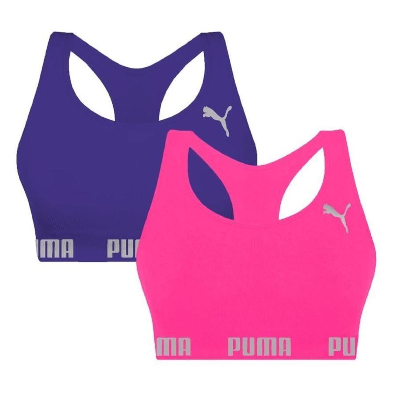 Kit Tops Fitness Puma Nadador sem Costura - 2 Unidades - Feminino - Foto 1