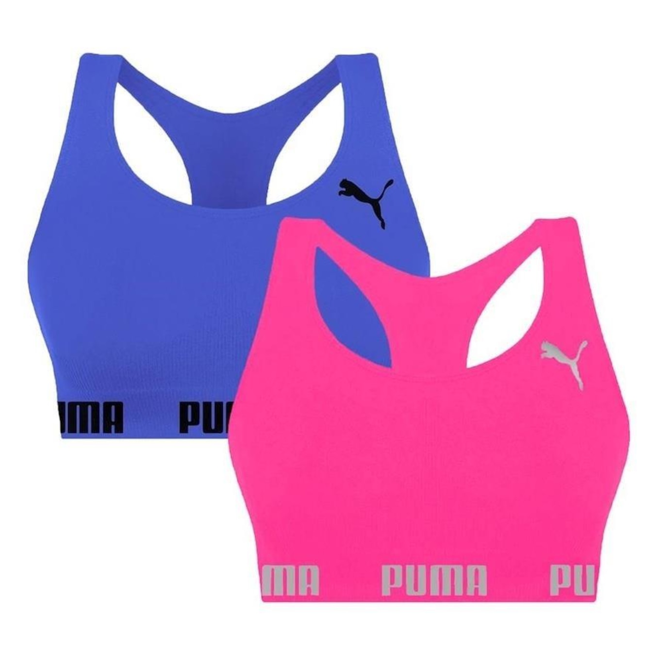 Kit Tops Fitness Puma Nadador sem Costura - 2 Unidades - Feminino - Foto 1