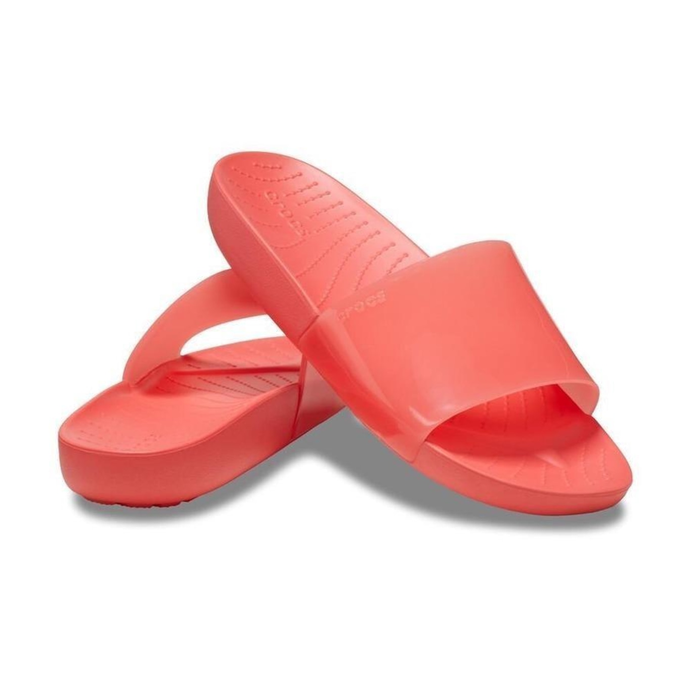 Sandália Crocs Splash Shine Slide Neon - Feminino - Foto 4