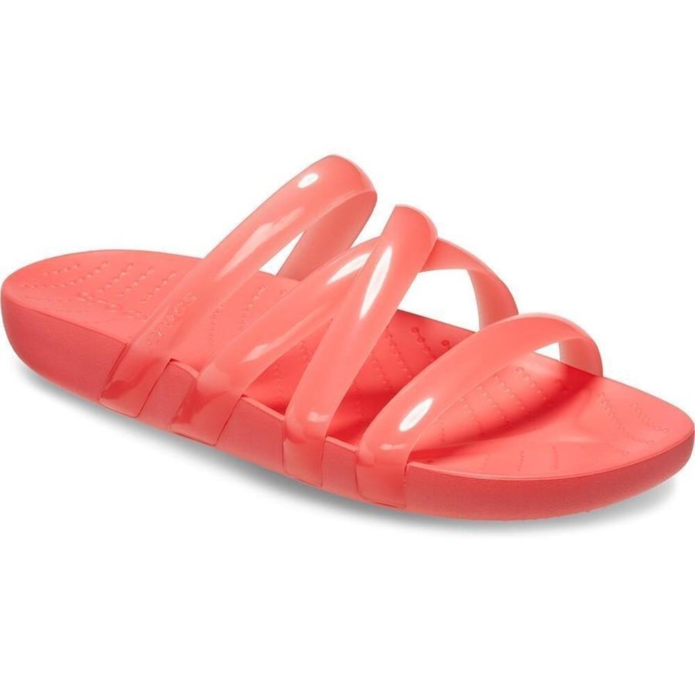 Sandália Crocs Splash Glossy Strappy Sandal Neon - Feminino - Foto 2