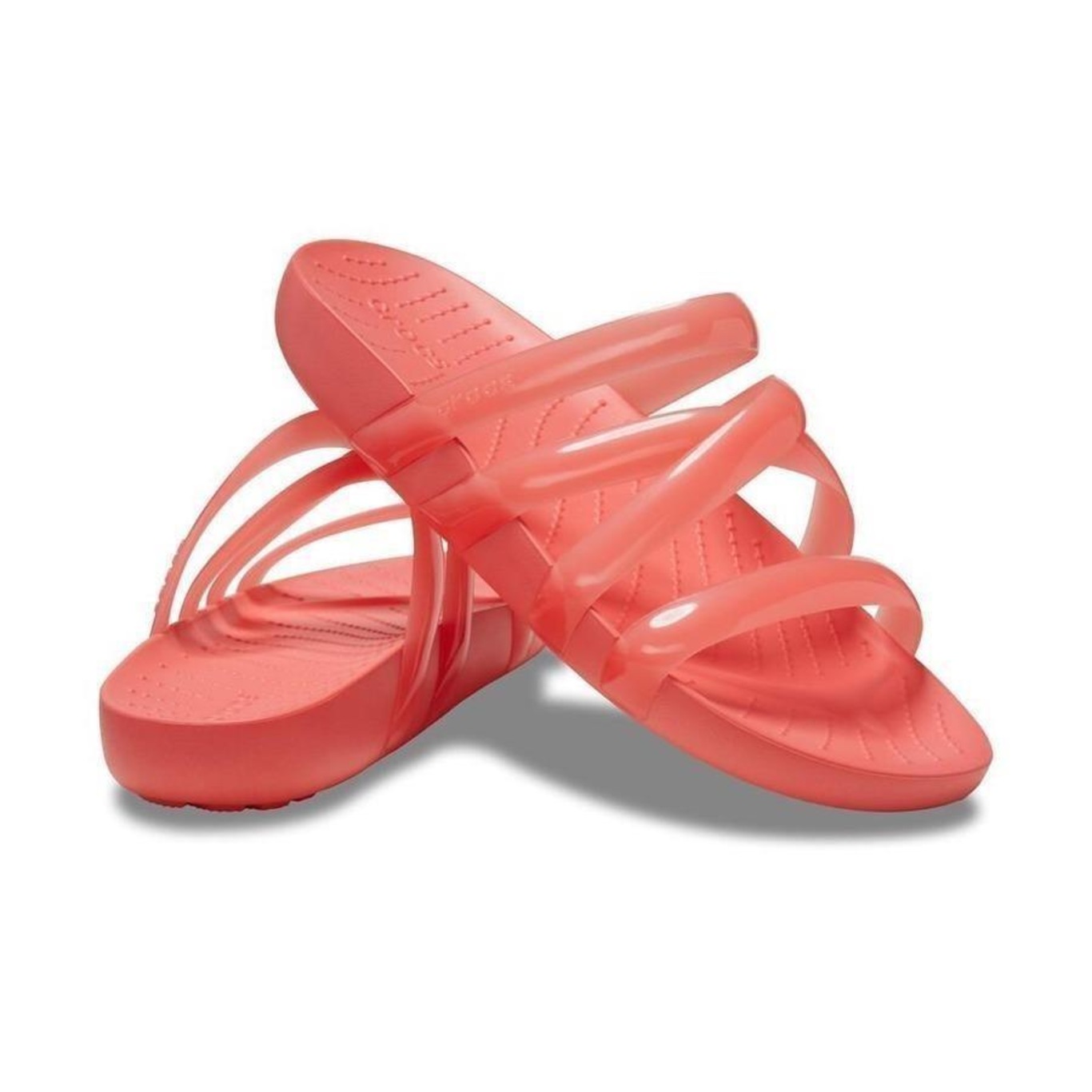 Sandália Crocs Splash Glossy Strappy Sandal Neon - Feminino - Foto 4