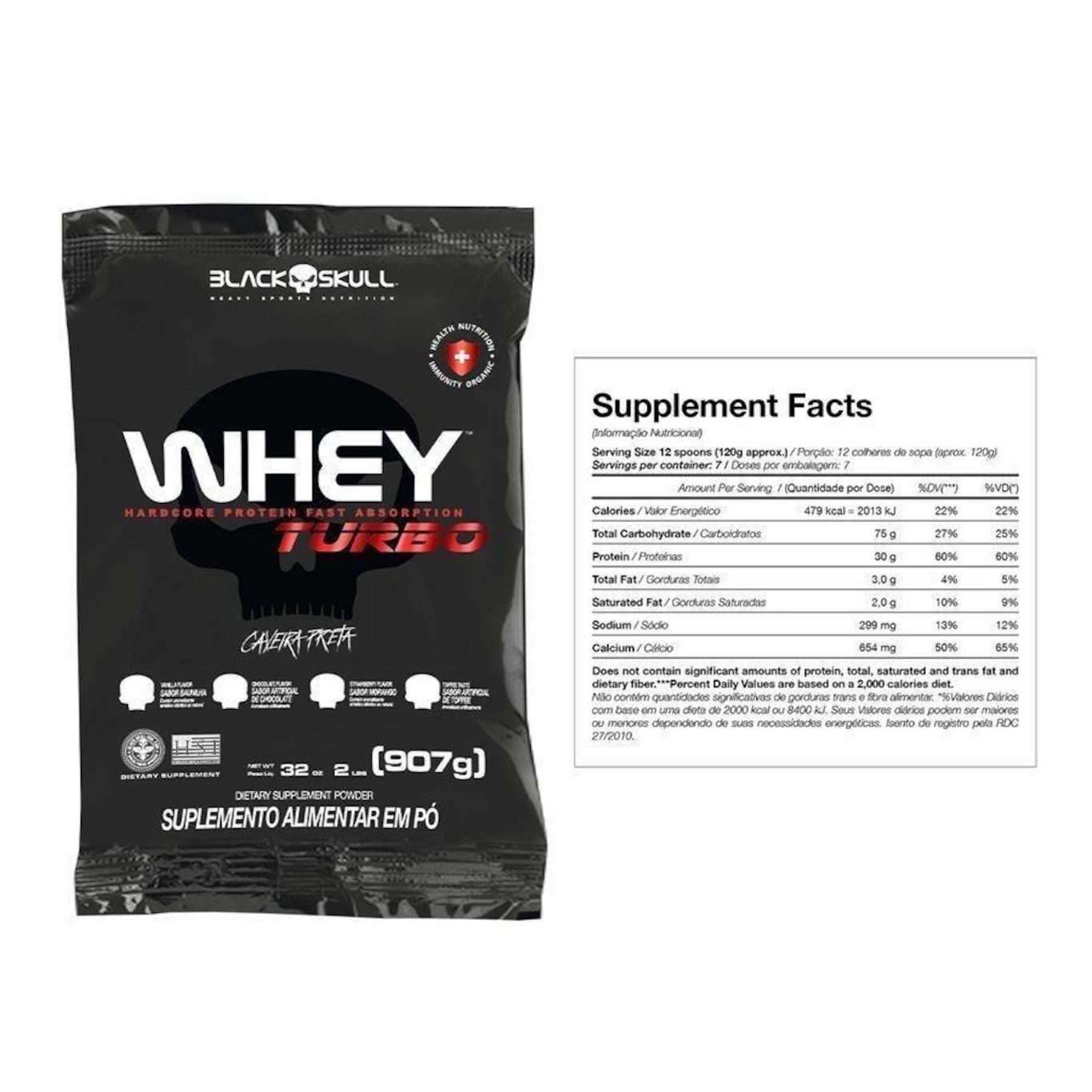 Kit 2X Whey Black Skull Turbo - 907G - Foto 2