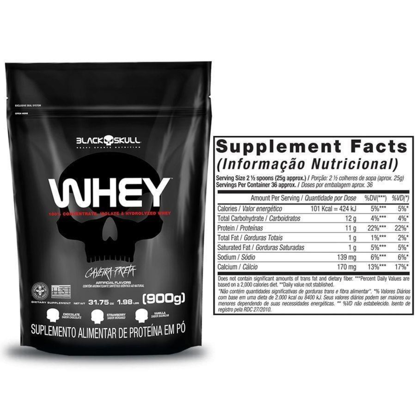 Kit Whey 2X - Black Skull - Caveira Preta - Foto 3