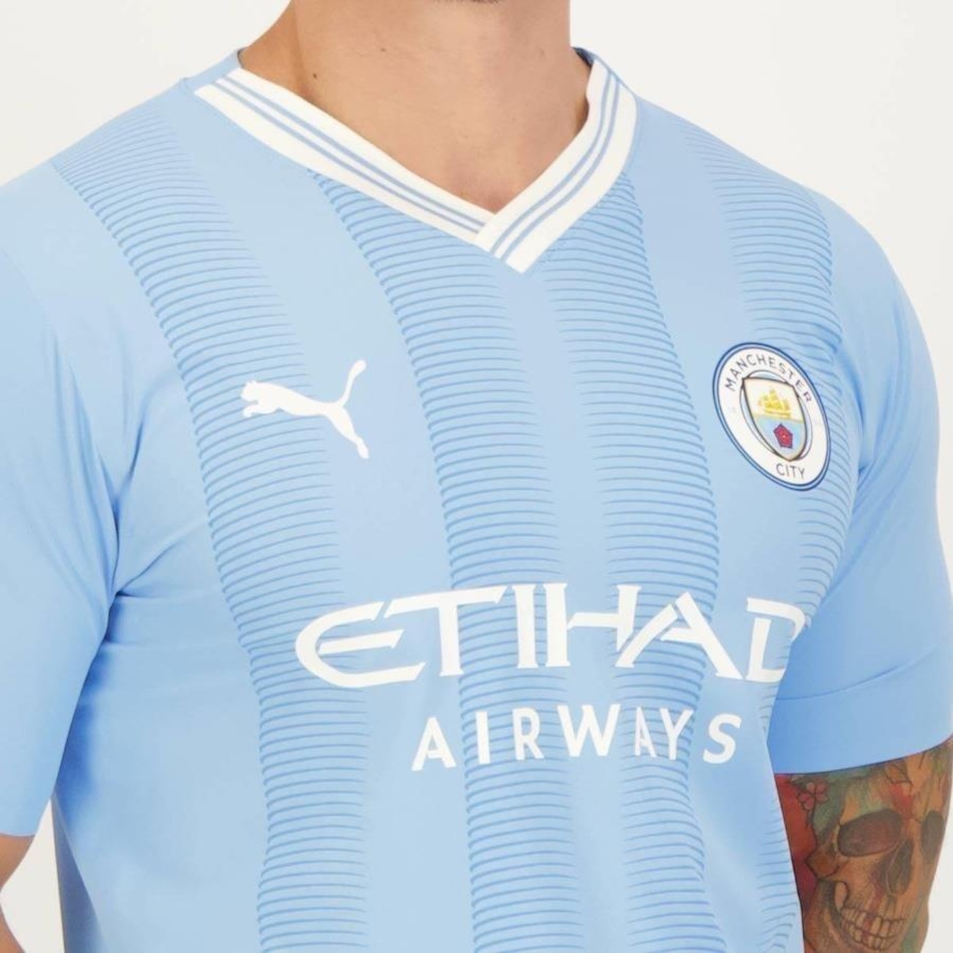 Camisa Manchester City I 23/24 Puma Torcedor - Masculina - Foto 4