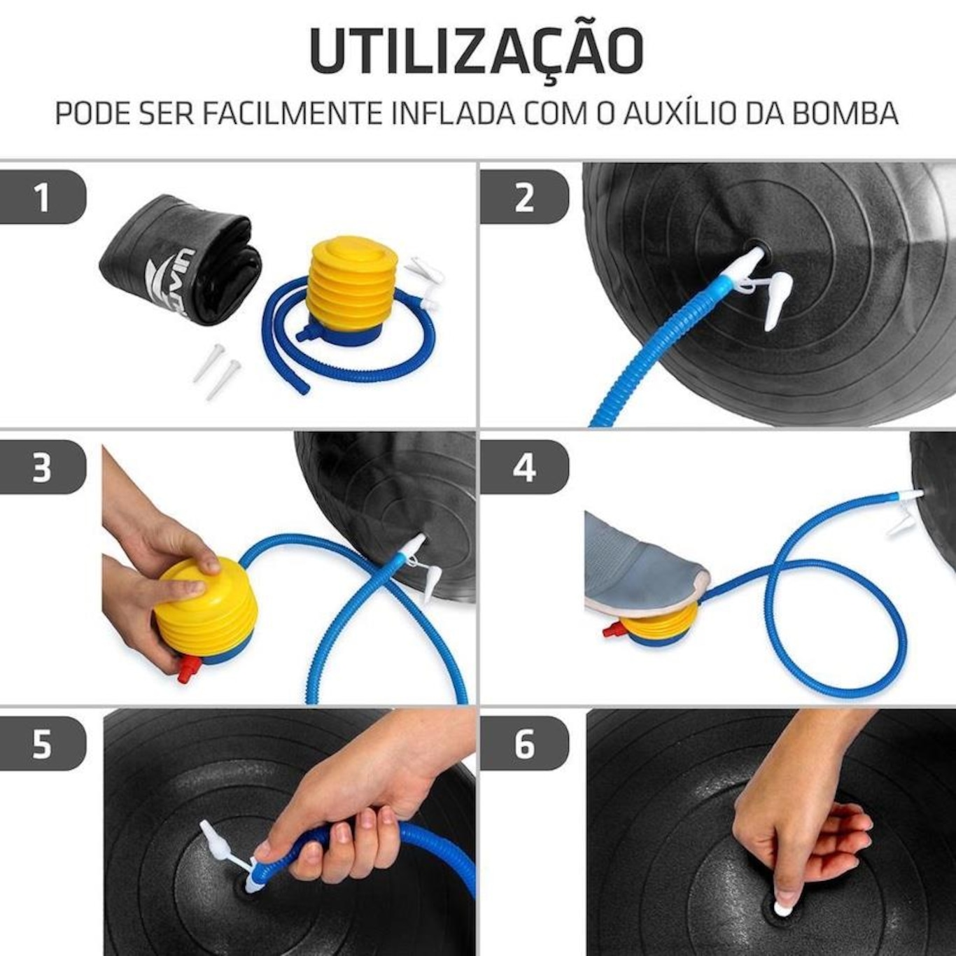 Kit Muvin: Bola de Pilates - 55Cm + Luvas para Academia - Adulto - Foto 4