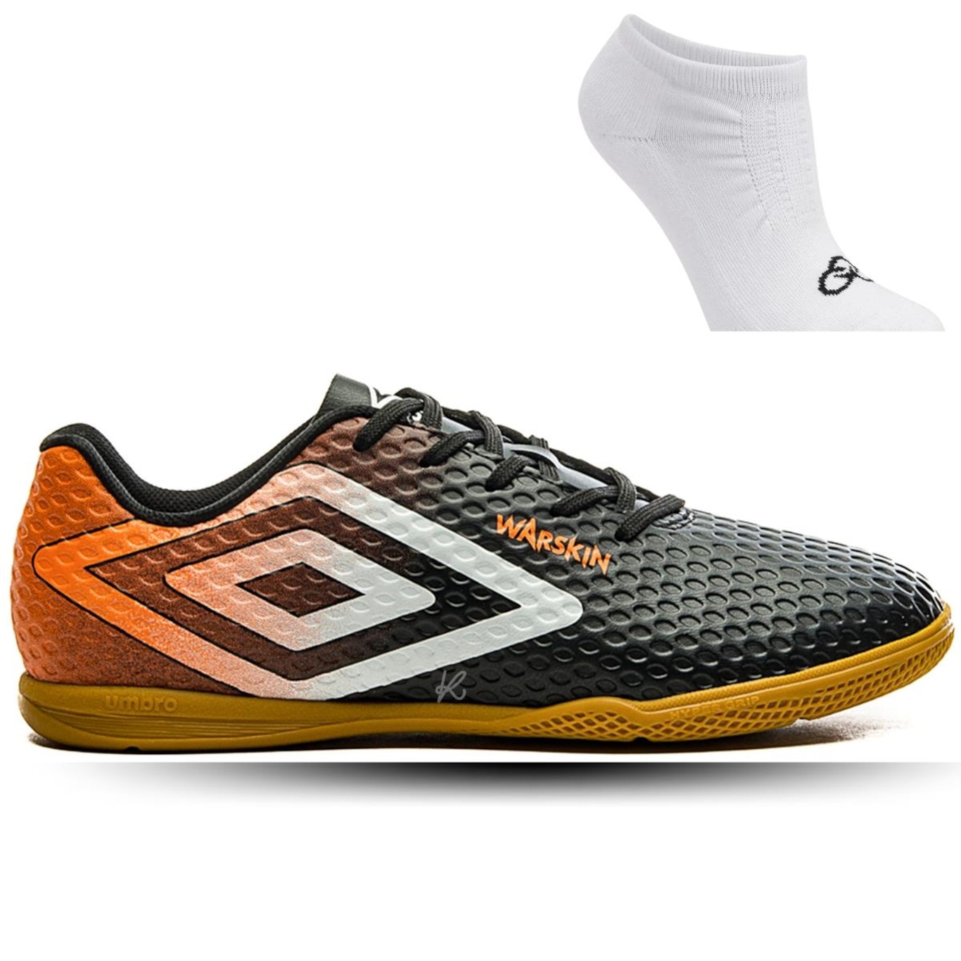 Chuteira Futsal Umbro Warskin + Meias - Adulto - Foto 1