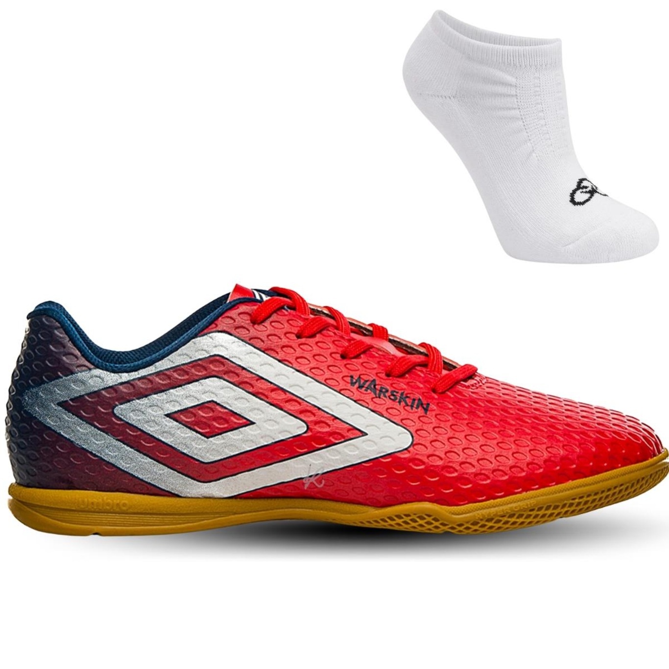 Chuteira Futsal Umbro Warskin + Meias - Adulto - Foto 1