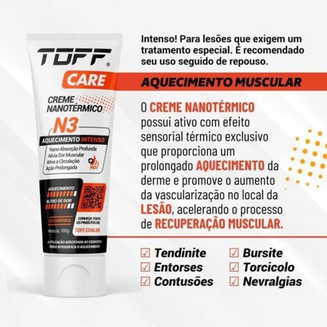 Creme Care Nanotérmico N3 Toff Aquecimento Muscular Terapêutico Dor Tratamento Lesão - 100g - Foto 2