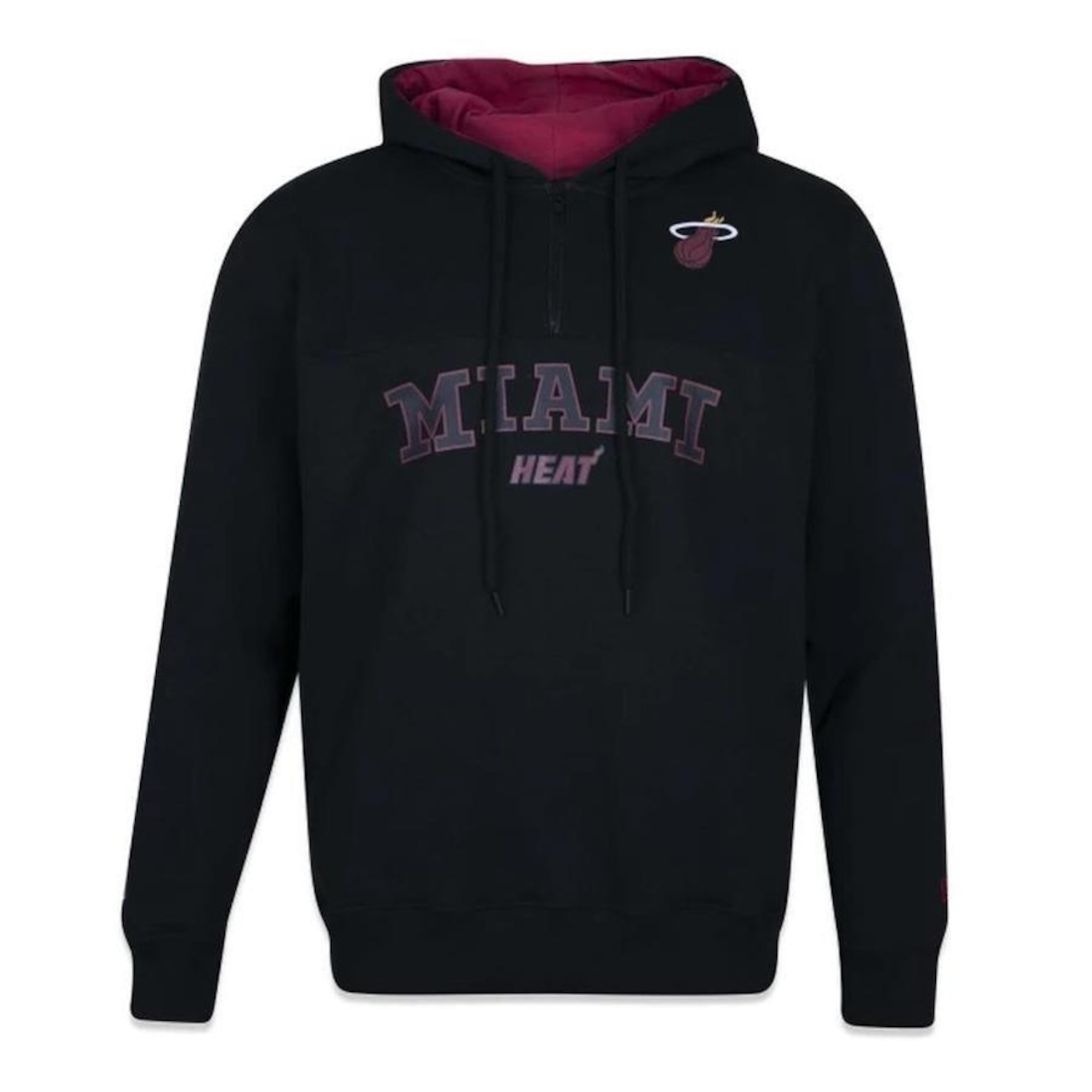 Blusão de Moletom com Capuz Canguru New Era Miami Heat Back To School - Masculino - Foto 1