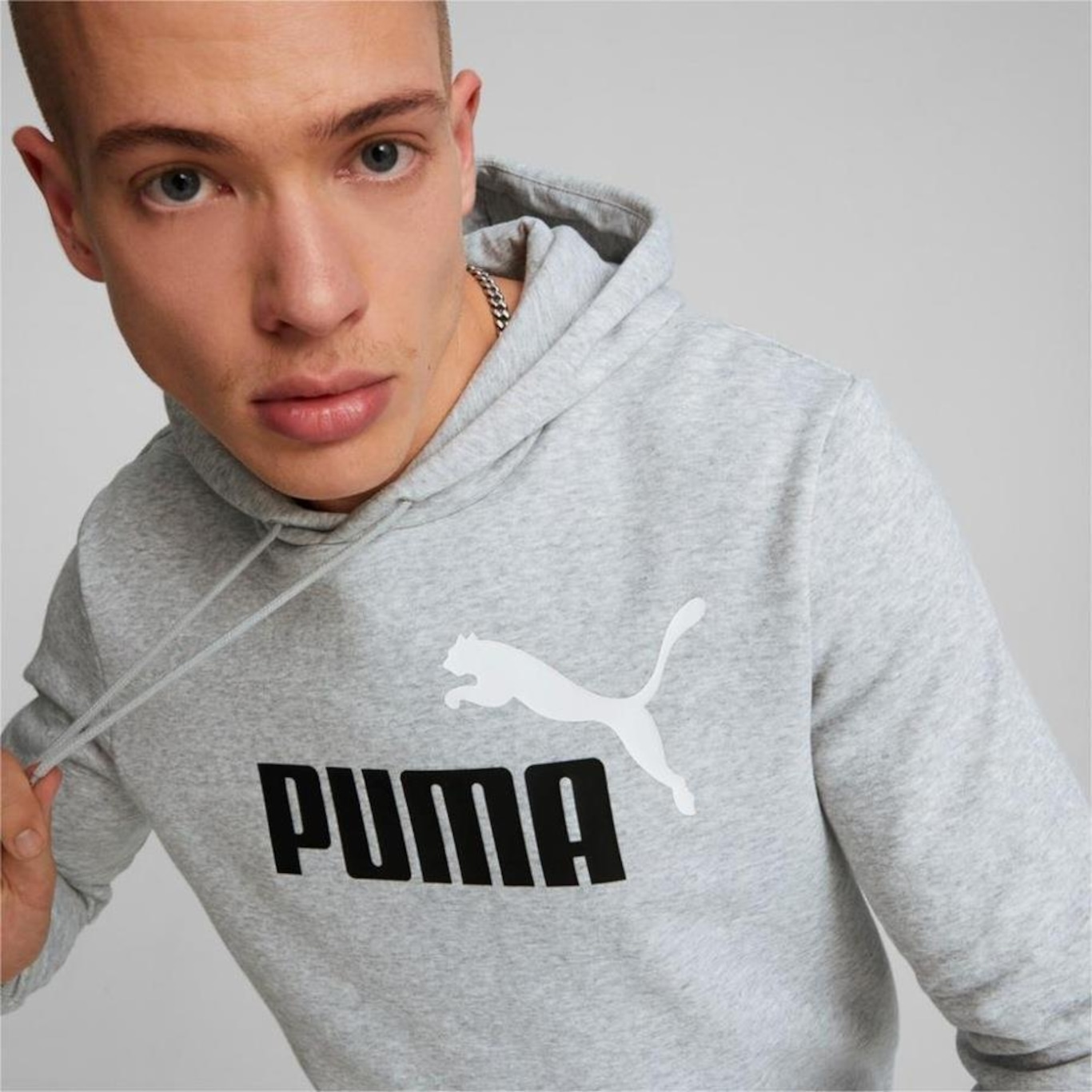 Blusão de Moletom Puma Canguru Ess+ 2 Col Big Logo Light Gray Heather - Masculino - Foto 6