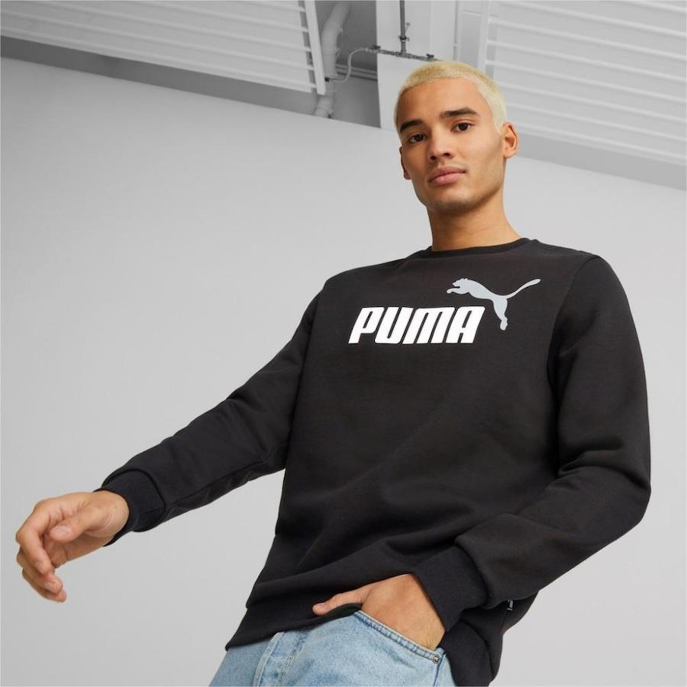 Blusão de Moletom Puma Careca Ess+ 2 Col Big Logo - Masculino - Foto 4