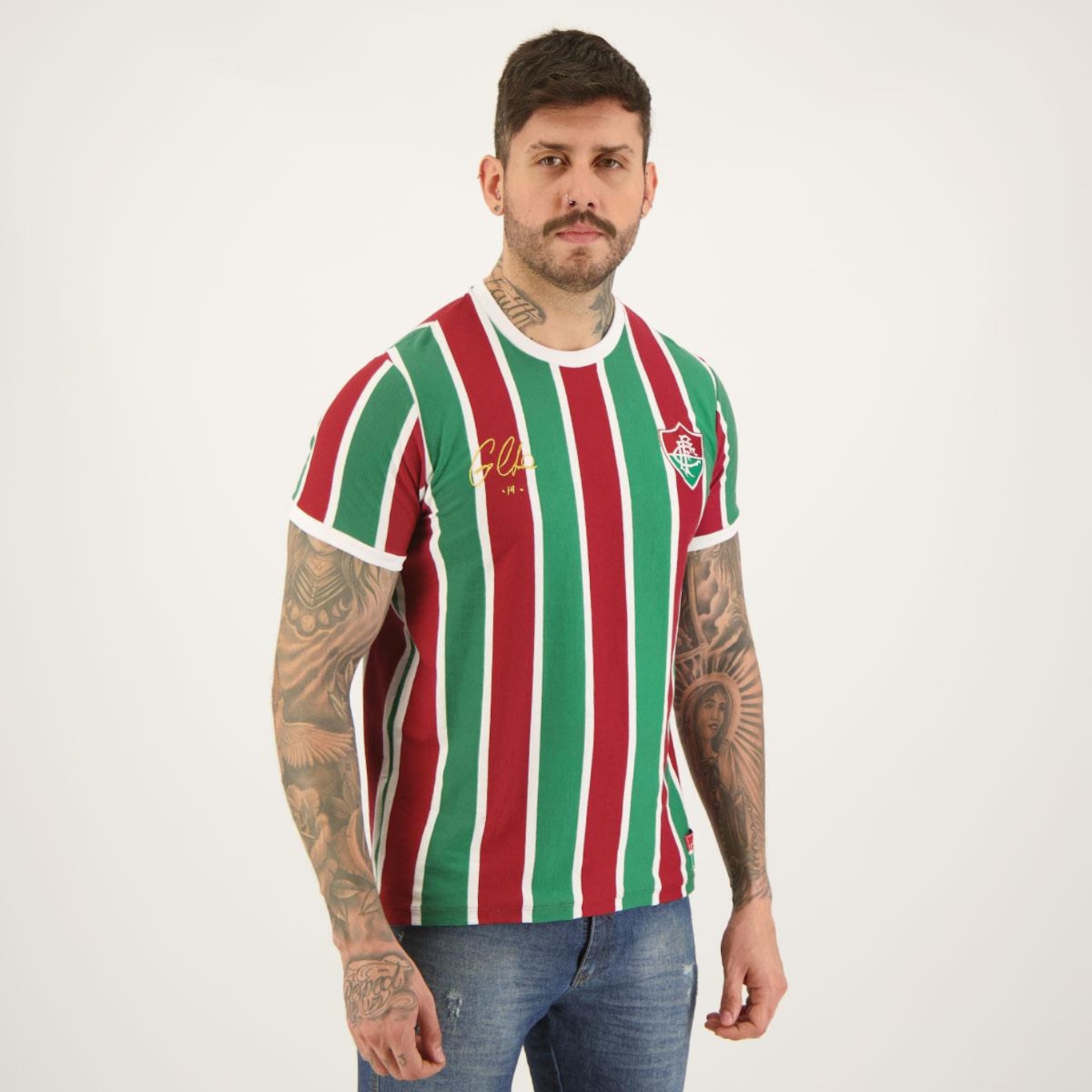 Camisa do Fluminense Braziline Cano 14 Tricolor - Masculina - Foto 2