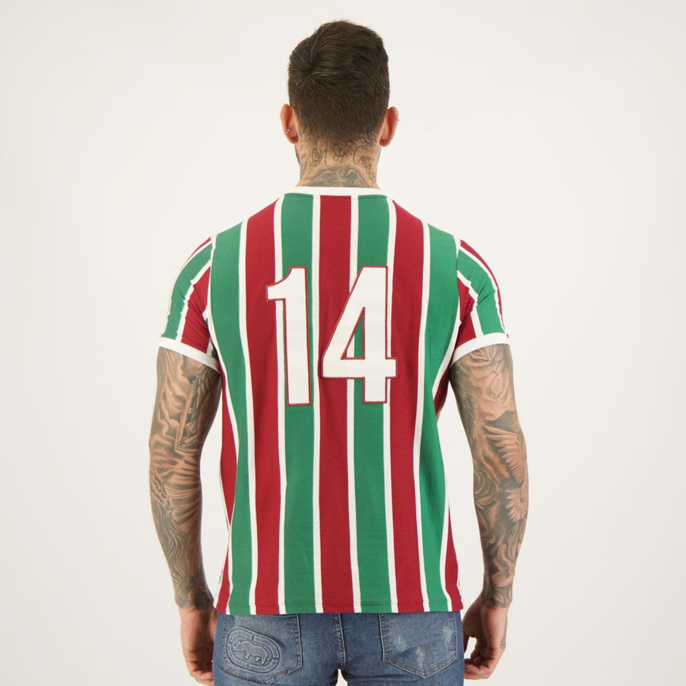 Camisa do Fluminense Braziline Cano 14 Tricolor - Masculina - Foto 3