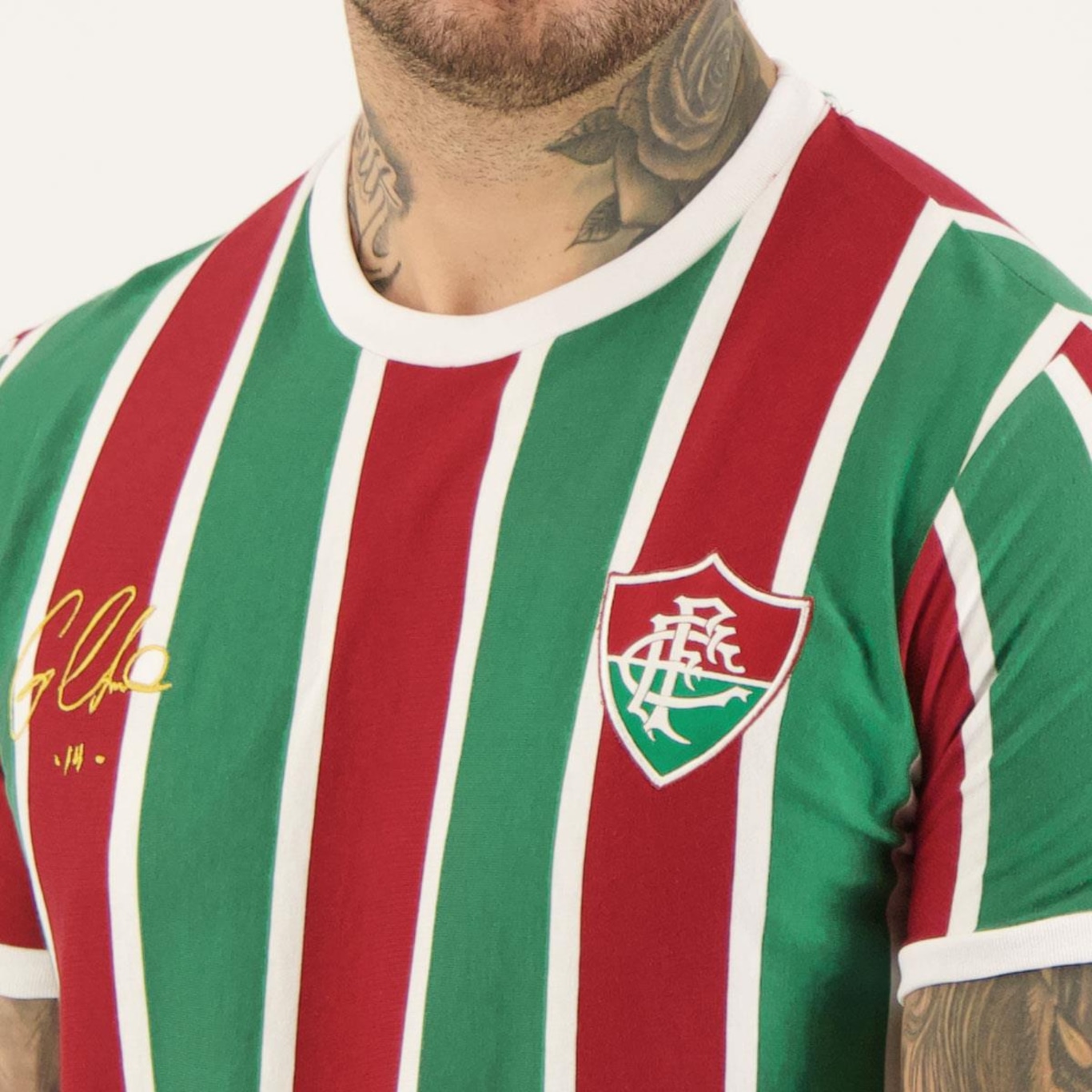 Camisa do Fluminense Braziline Cano 14 Tricolor - Masculina - Foto 4