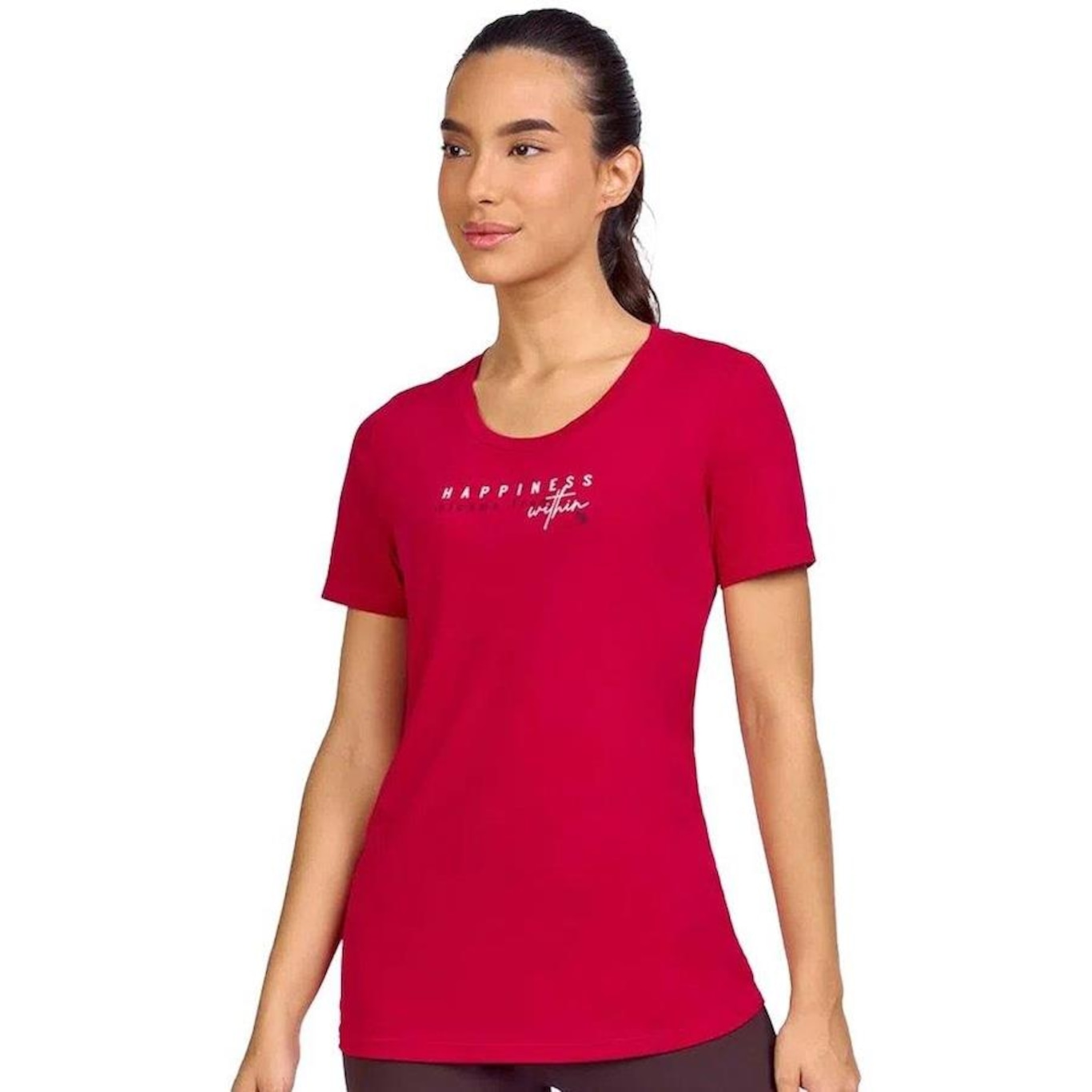 Camiseta Alto Giro Skin Fit Inspiracional - Feminina - Foto 1